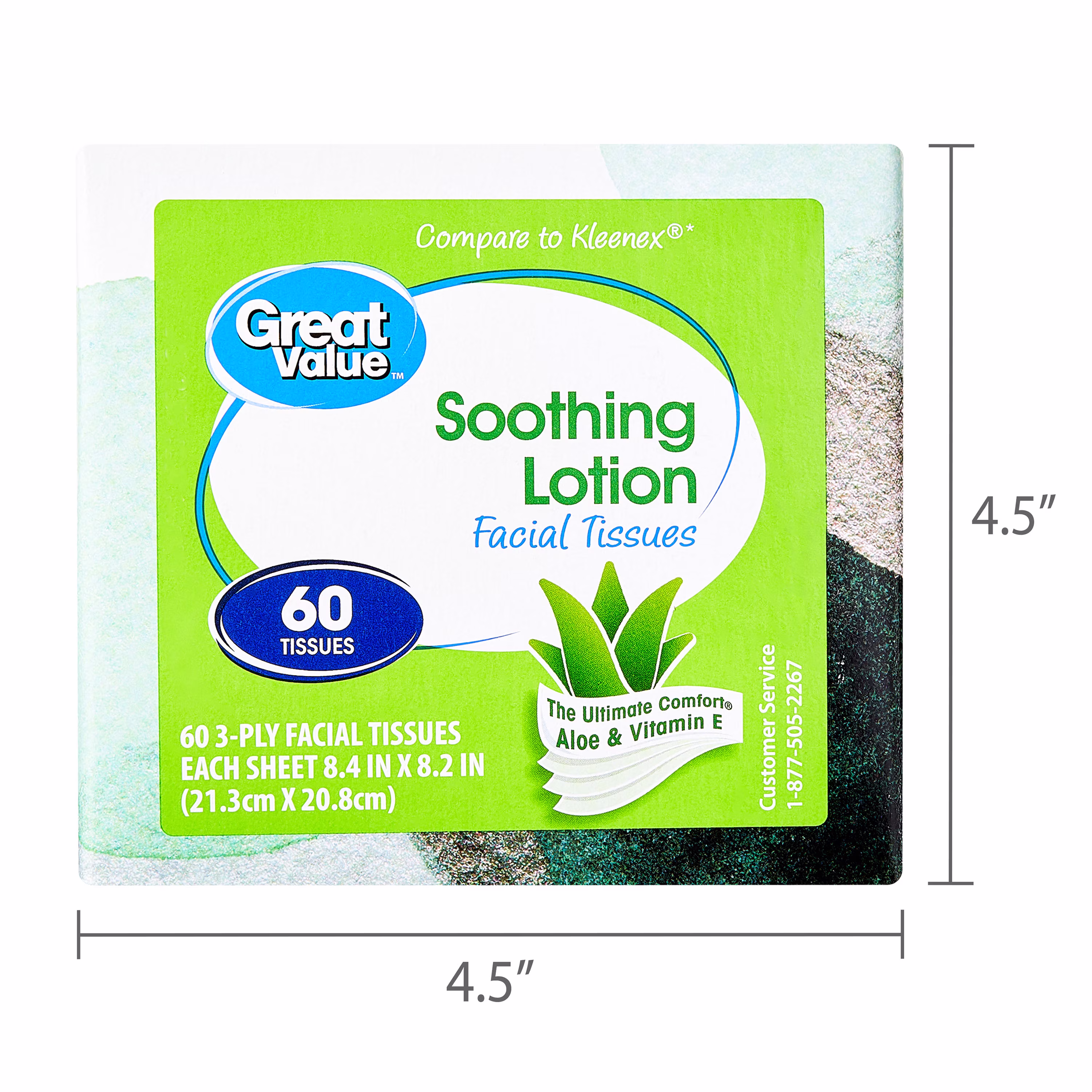 Great Value Soothing Lotion Facial Tissues, 1 Cube, 60 Tissues per Cube, 3-Ply, Compare to Kleenex®