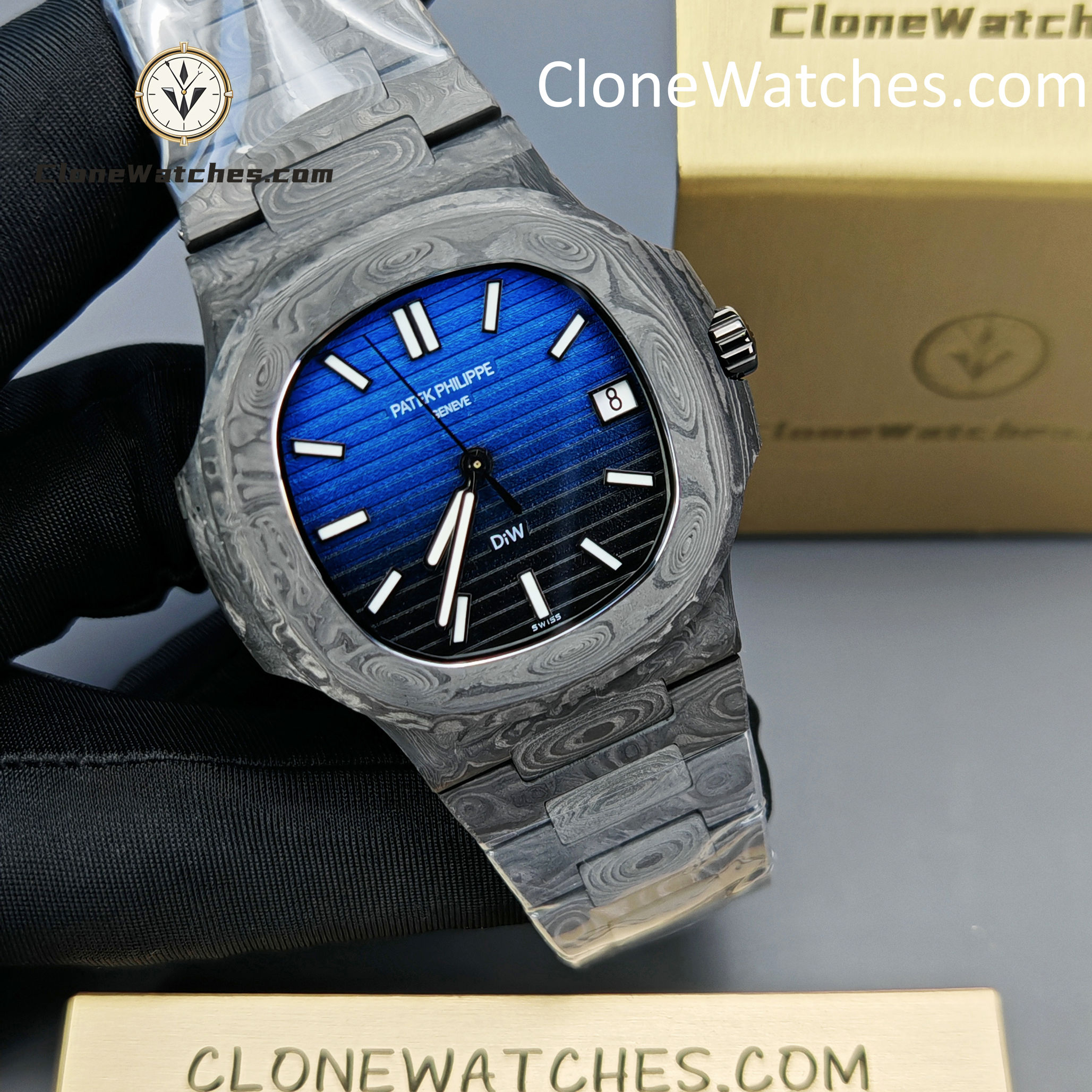 Modified Super Clone Watches 1:1 DiW Patek Philippe Nautilus 5711 BLACK GRAIL G-BLUE