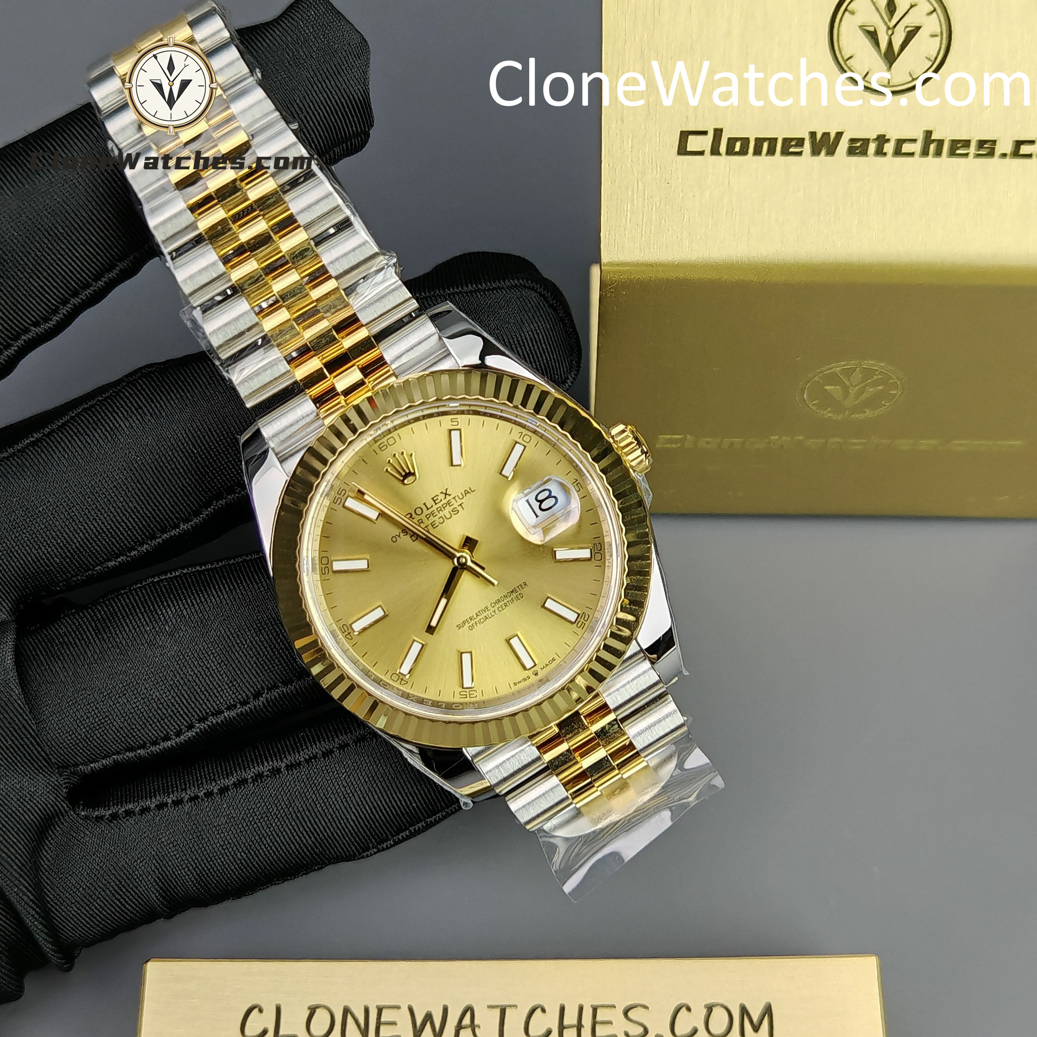 Rolex Super Clone Watches 1:1 DateJust Gold Dial 126333 – 0010 Jubilee 41MM 3235 Movement