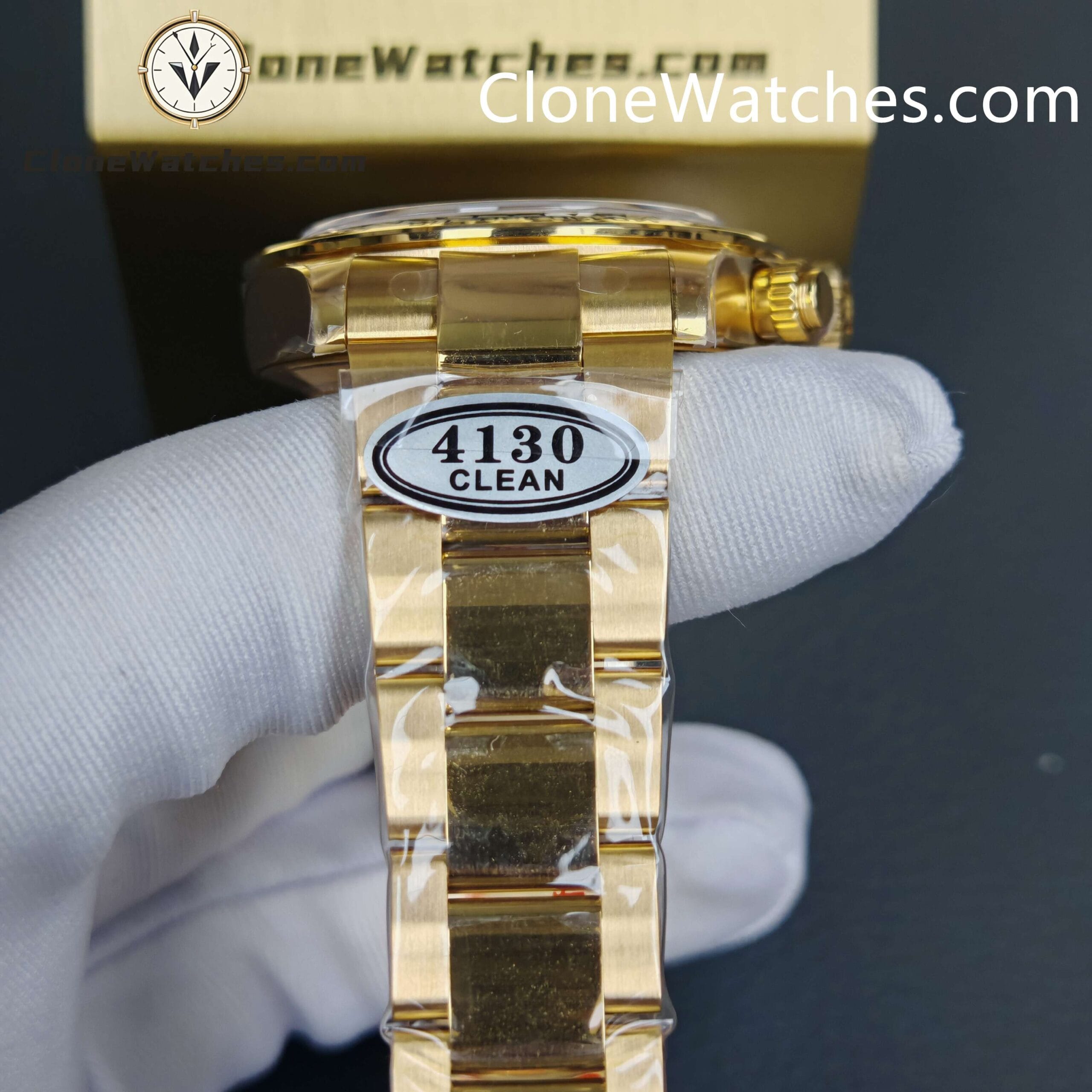 Rolex Super Clone Watches 1:1 Daytona 18K Gold Black Dial M116508-0004 4130 Movement