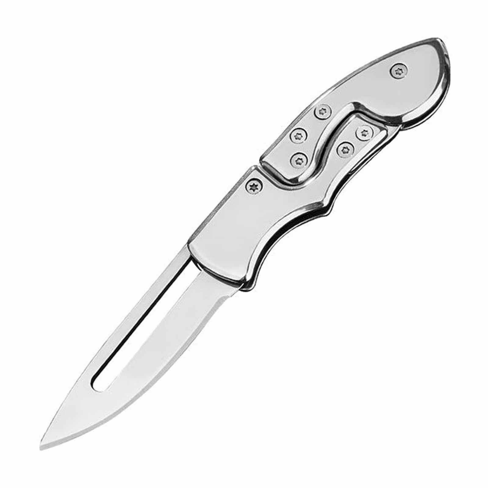 Clearance Under$3.46! 1 Pcs Pocket Folding Knife, Multi-Tool Utility Knife, 5.3 Inch, Stainless Steel, for Outdoor Camping (Silver)