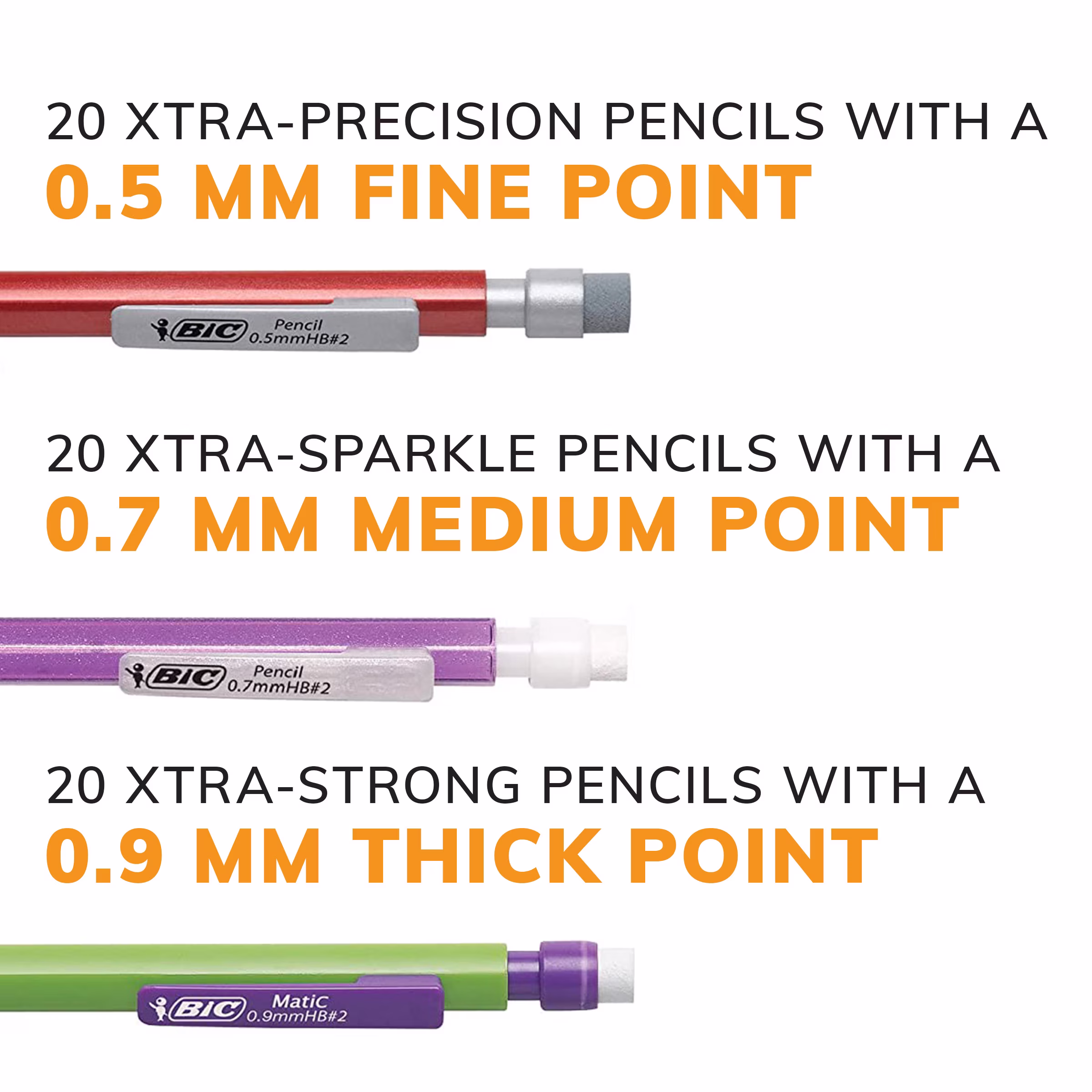 BIC Xtra-Precision Mechanical Pencil, Metallic Barrels, #2 Pencil, 24 Count