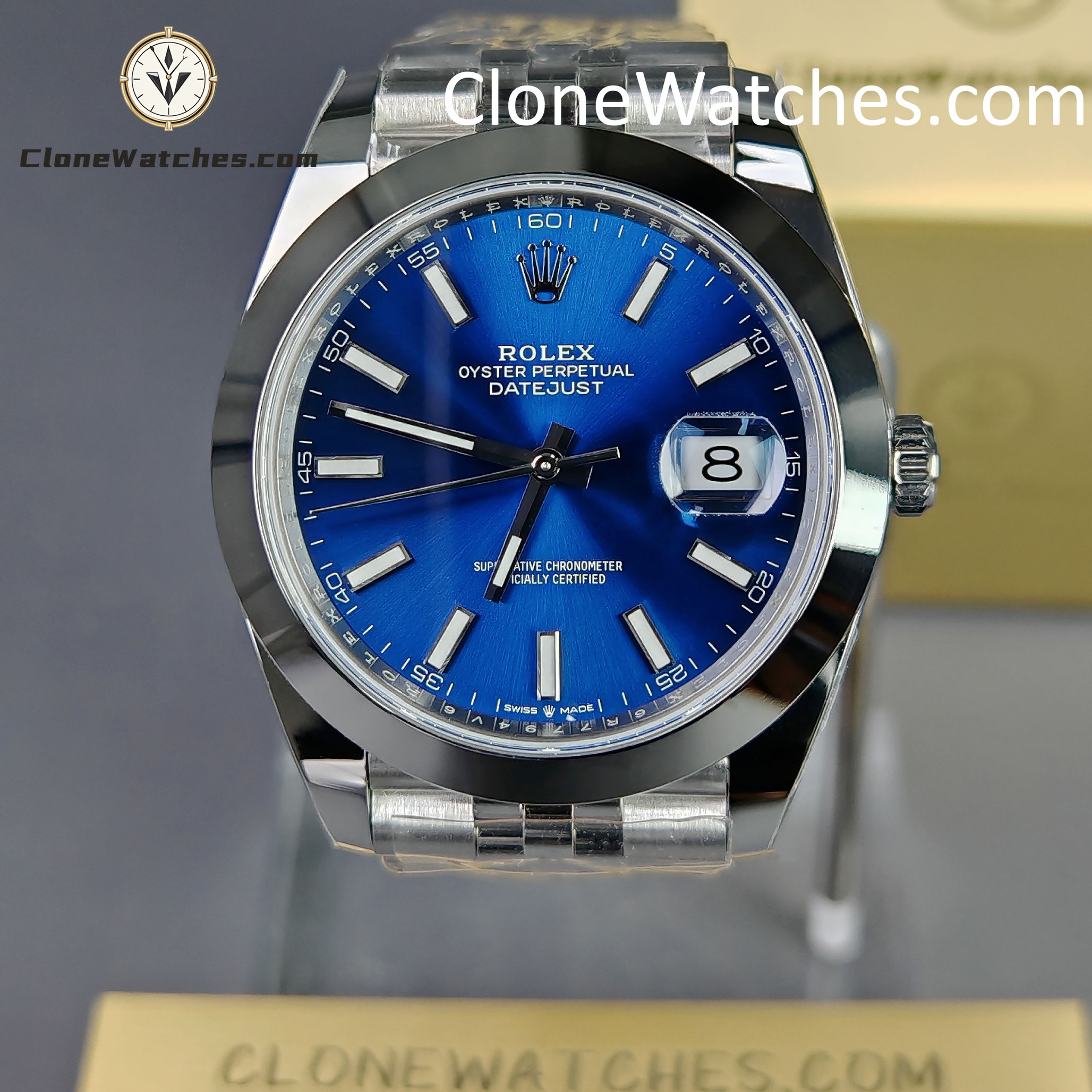 Rolex Super Clone Watches 1:1 DateJust Blue Dial m126300-0002 Jubilee 41MM 3235 Movement
