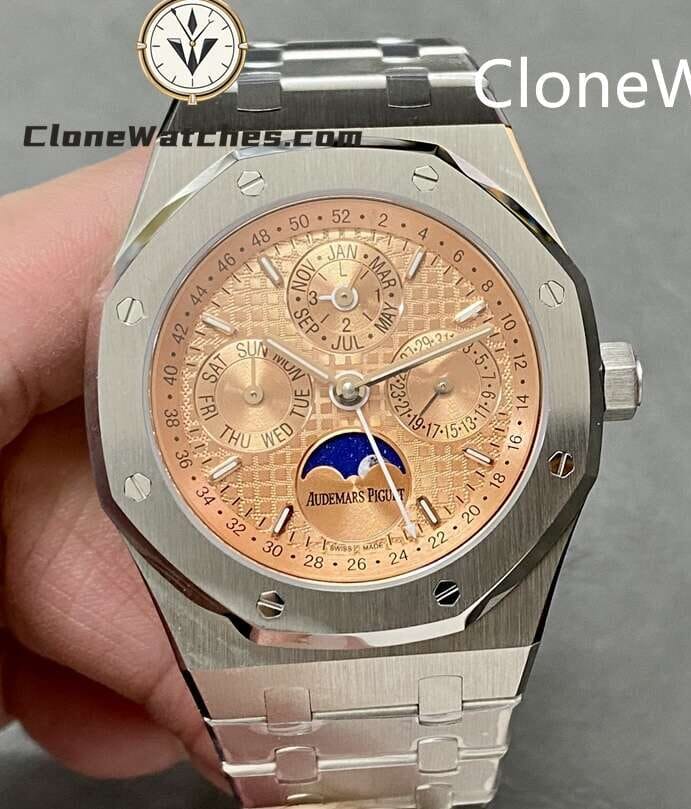 Audemars Piguet Super Clone Watches 1:1 Royal Oak Perpetual Calendar Salmon Dial 26615TI 41MM