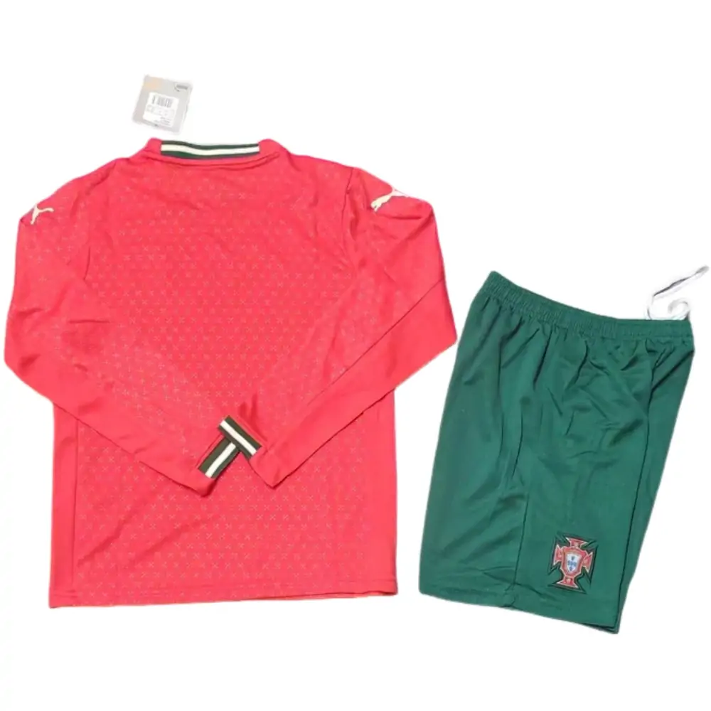 2025-26 Portugal Long Sleeve Home Jersey for Kids - Fan Edition