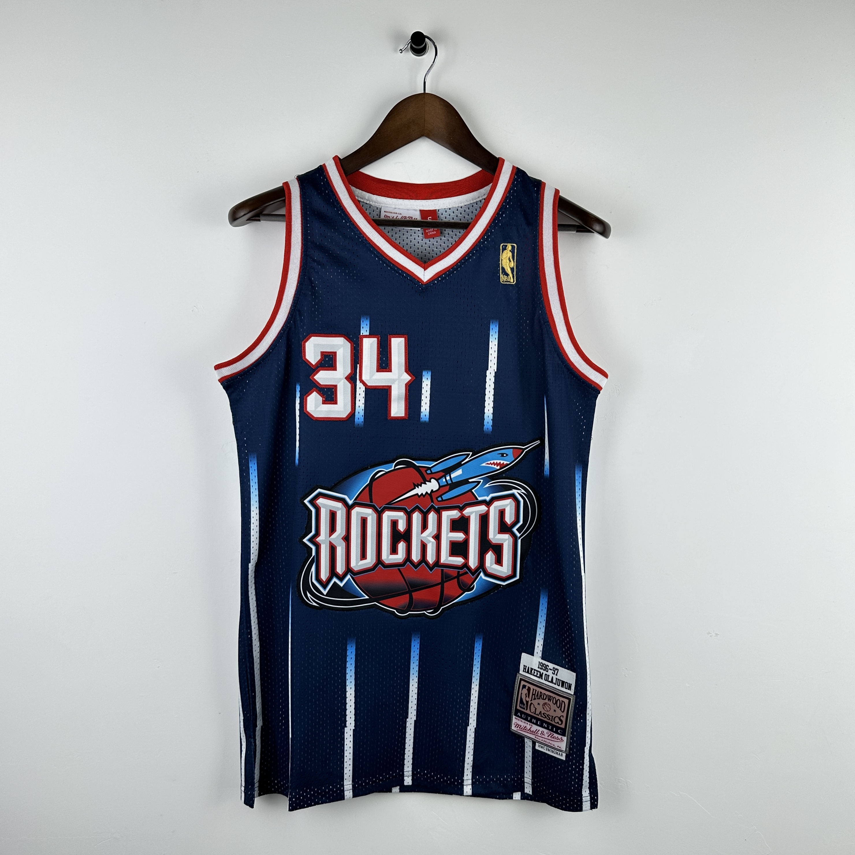 Embroidered MN retro jersey Rockets 96/97 season No. 34 Olajuwon
