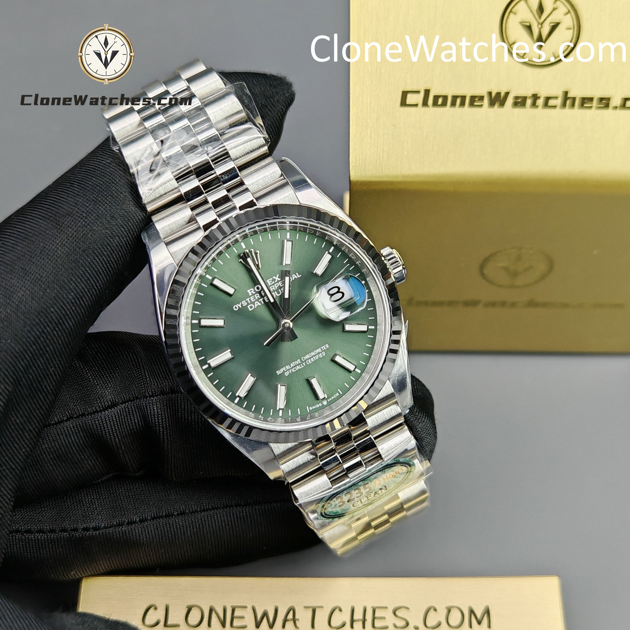 Rolex Super Clone Watches 1:1 DateJust M126234 – 0051 Green Dial Jubilee 36MM 3235 Movement