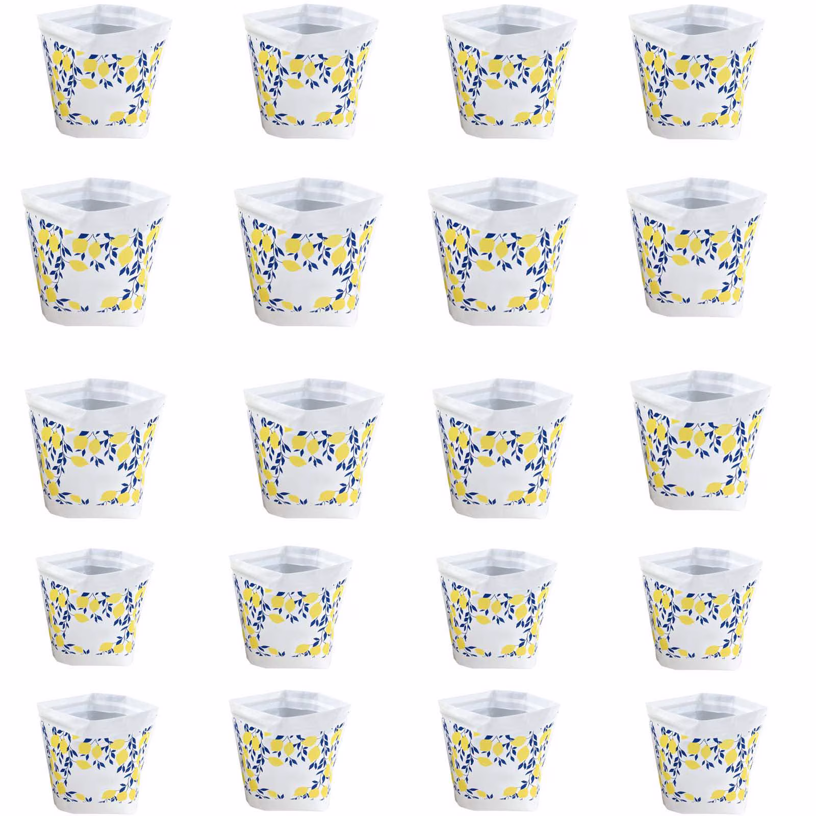 Lemon Tree Print Adhesive Car Trash Bags, Disposable Desktop Small Garbage Can Liners, Stand-Up Vertical Hanging Portable Waste Bag for Auto or Dorm