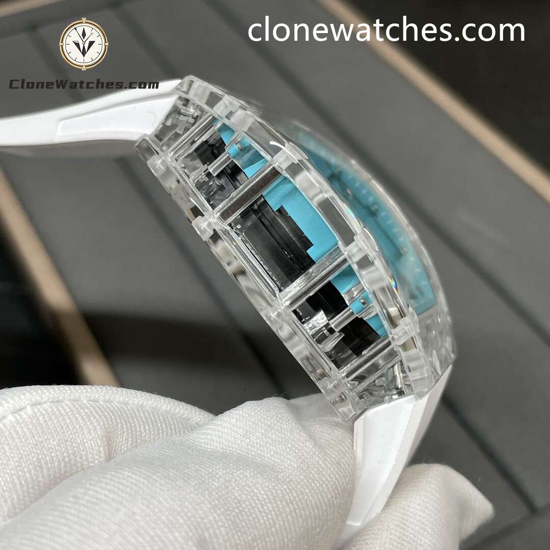 Richard Mille Super Clone Watches 1:1 RM 035 Full Transparent Tourbillon White Strap