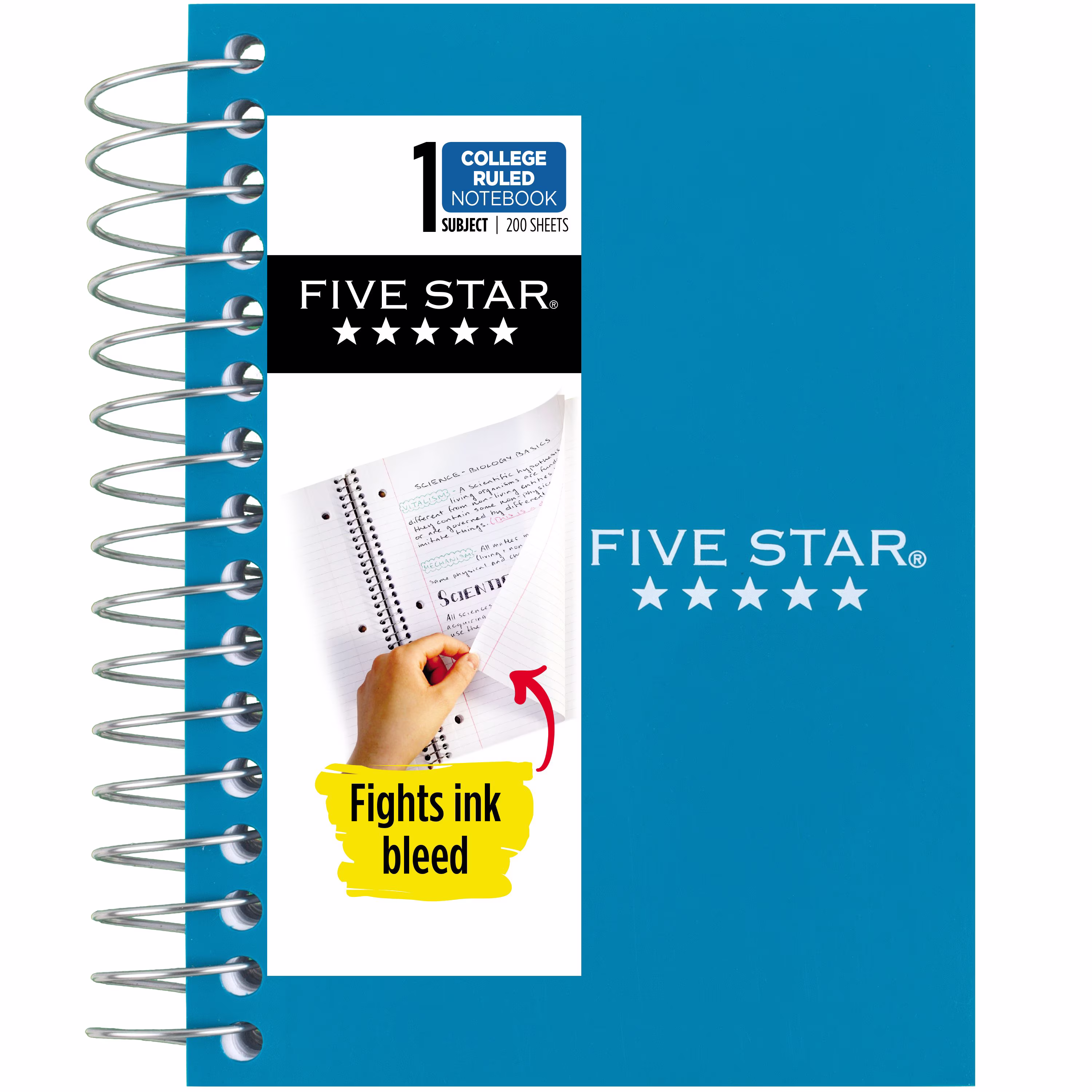 Five Star Fat Lil' Spiral Notebook, College Ruled, 200 Sheets, Poly, 3.5" x 5.5", Tidewater Blue