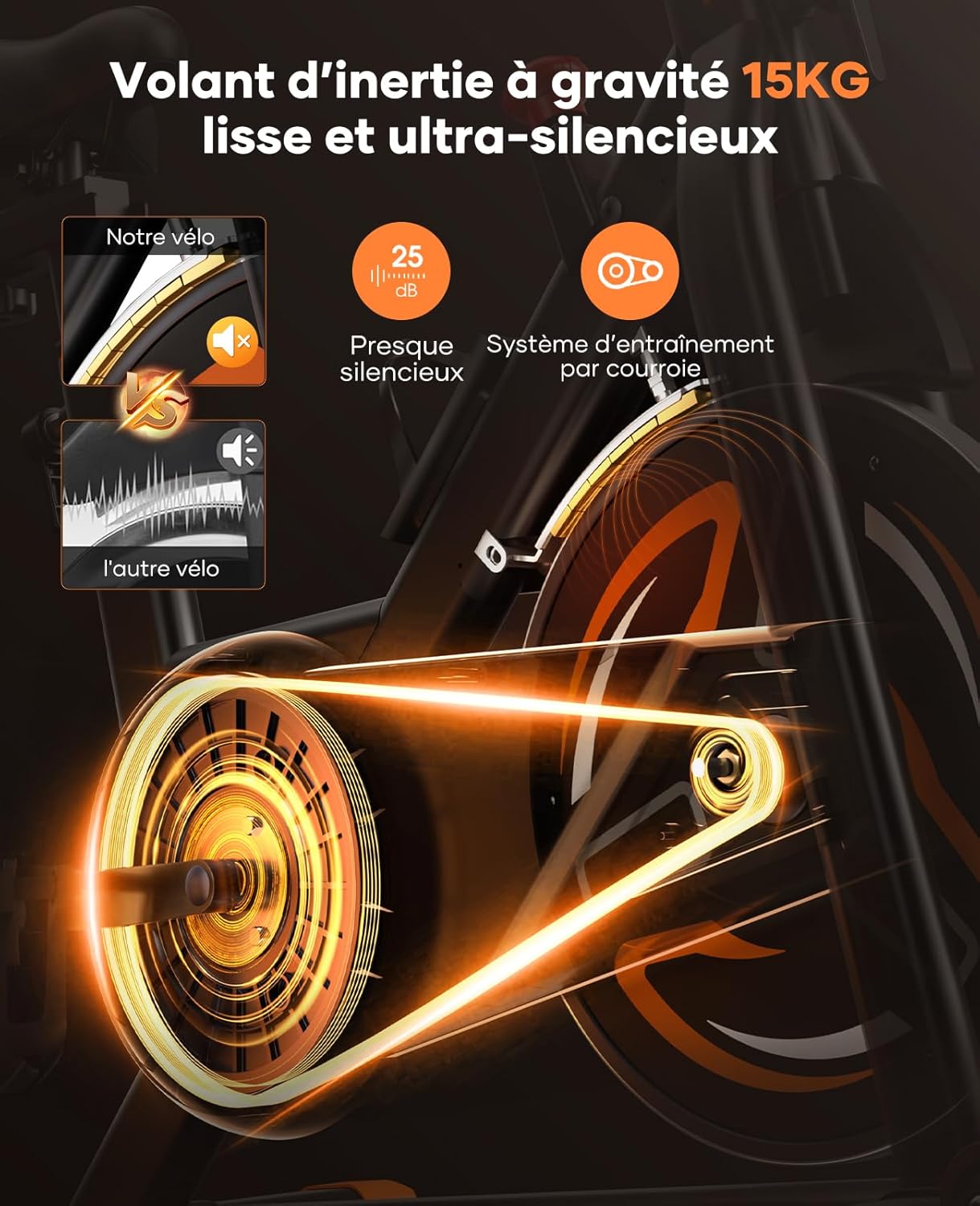 Vélo appartement magnétique connecté appli résistance réglable 160 kg