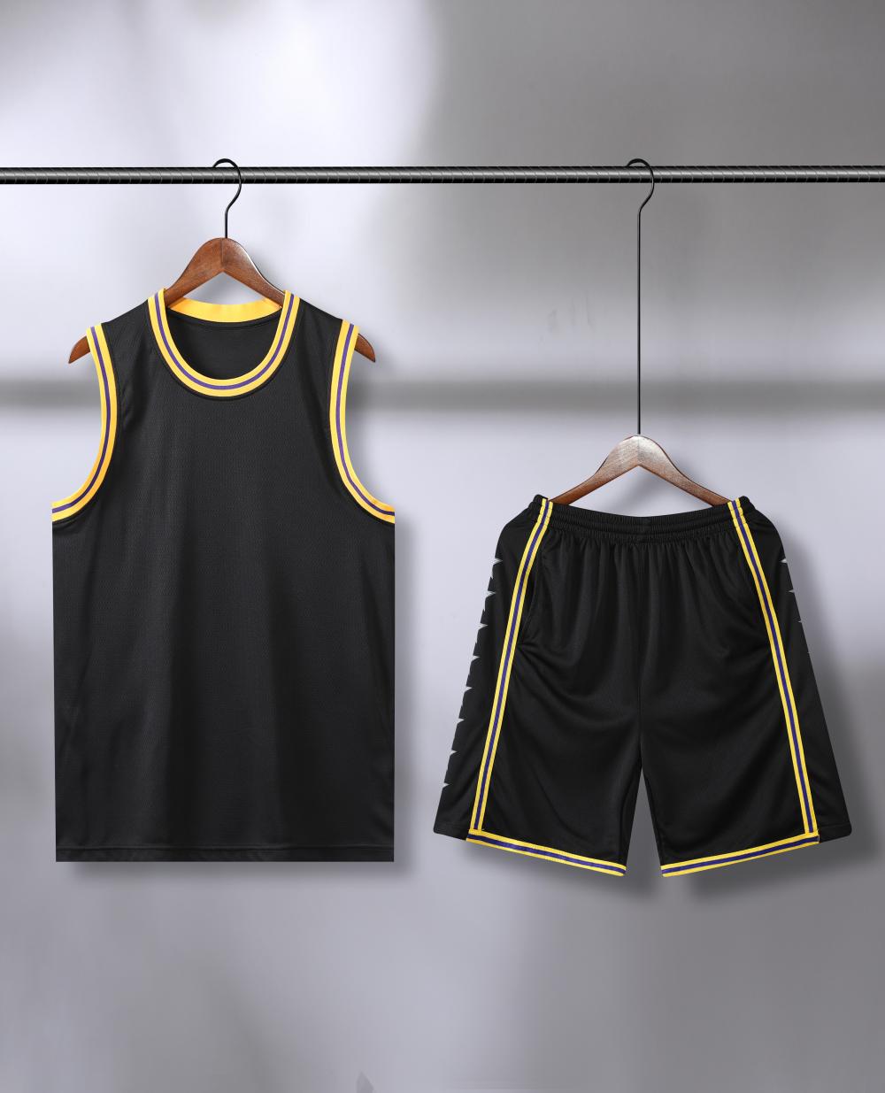 Lakers basketball uniform black suit（Customizable name and number）