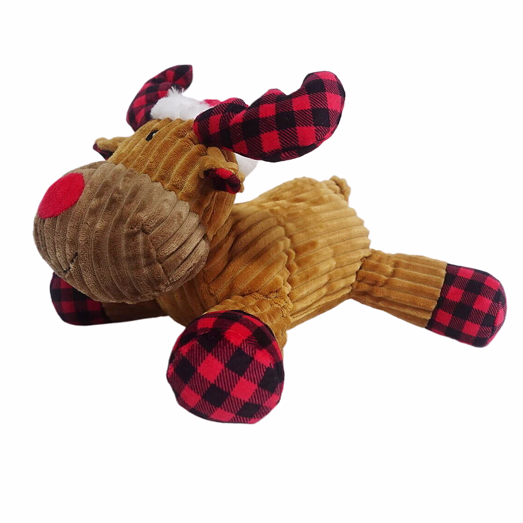 Vibrant Life Holiday Plush Dog Toy, Moose with Santa Hat, Brown & Red, 11 in