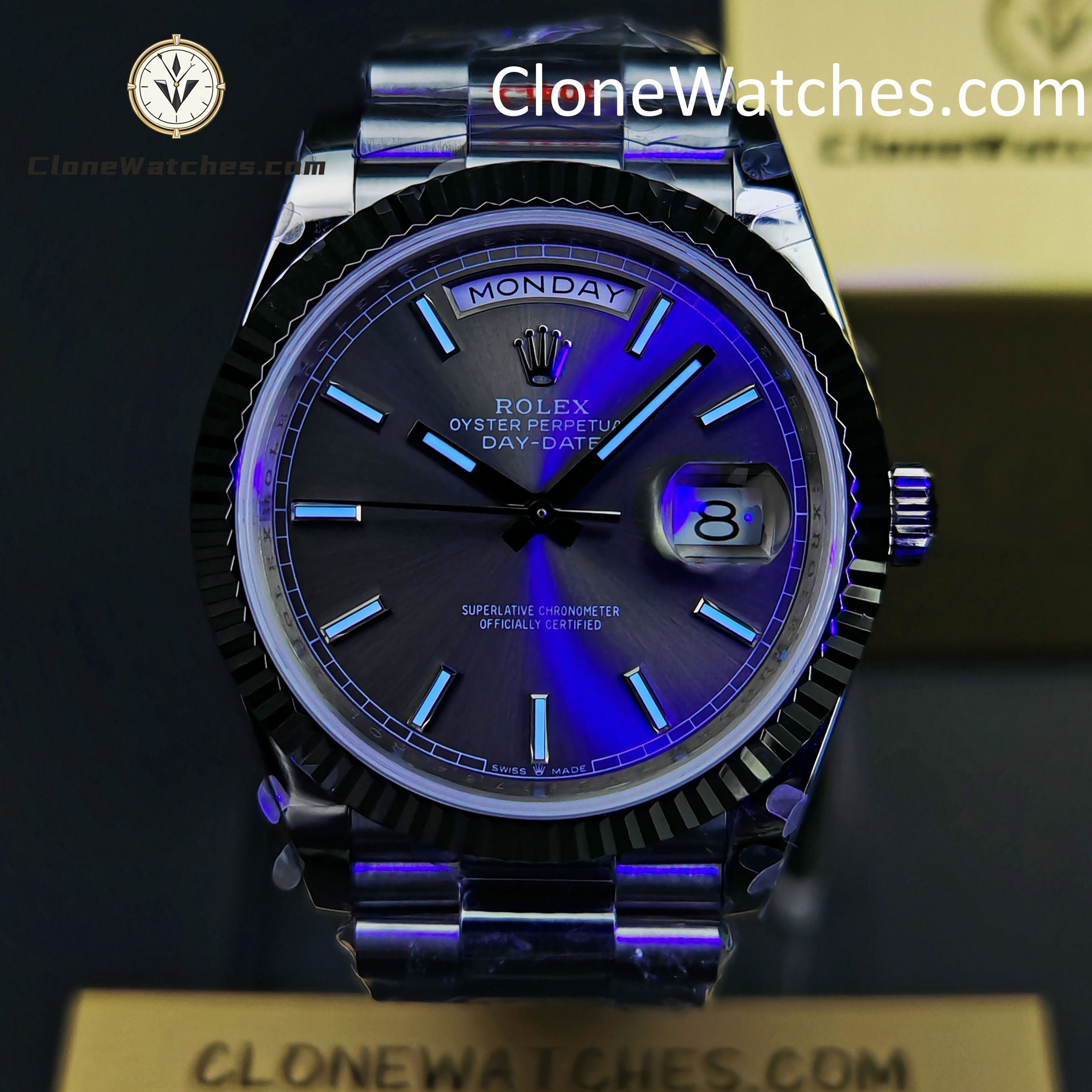 Rolex Super Clone Watches 1:1 Day Date Grey Dial 40mm m228239-0060 Presidential Bracelet