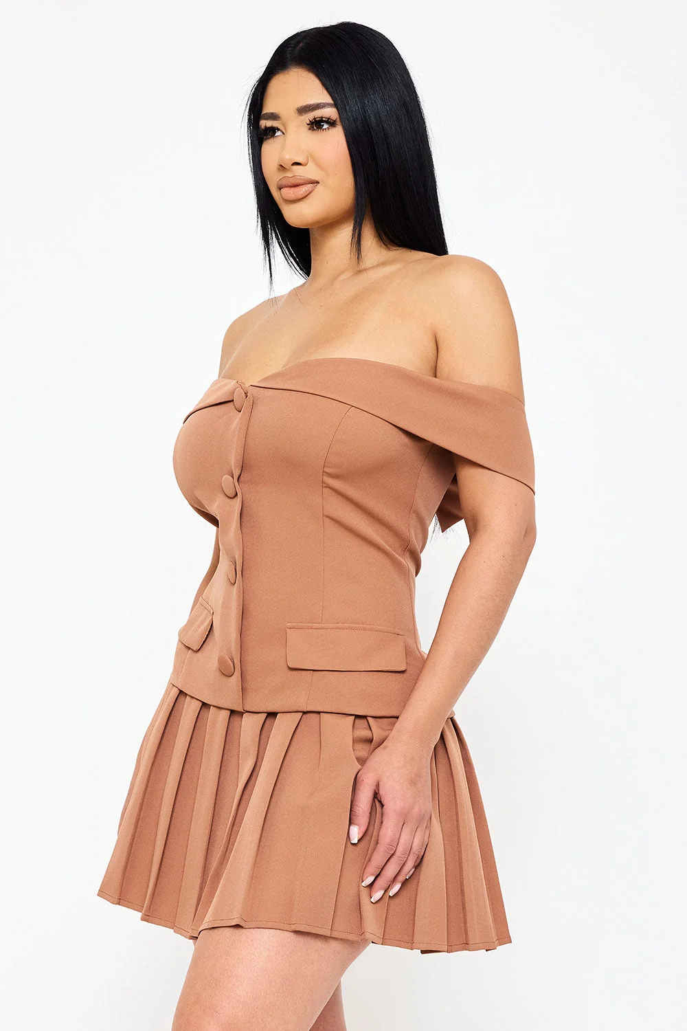 Symphony Dress - Woven Off The Shoulder Mini Dress