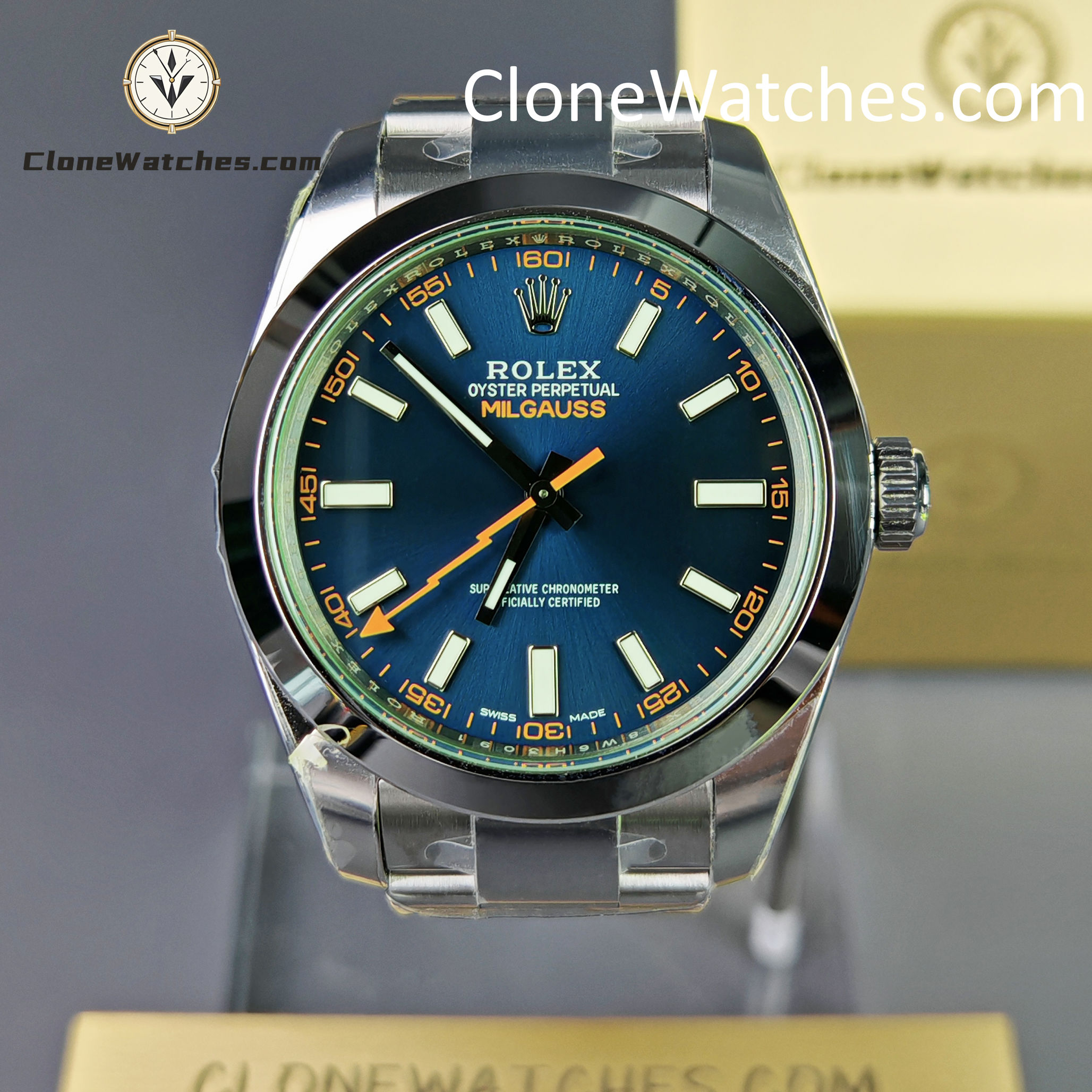 Rolex Super Clone Watches 1:1 Milgauss Blue Dial 3131 Movement