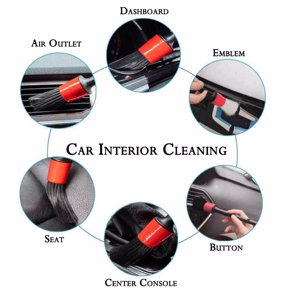ESULOMP Detailing Brush Cleaning Natural Boar Hair Brushes Car Auto Detail Tools