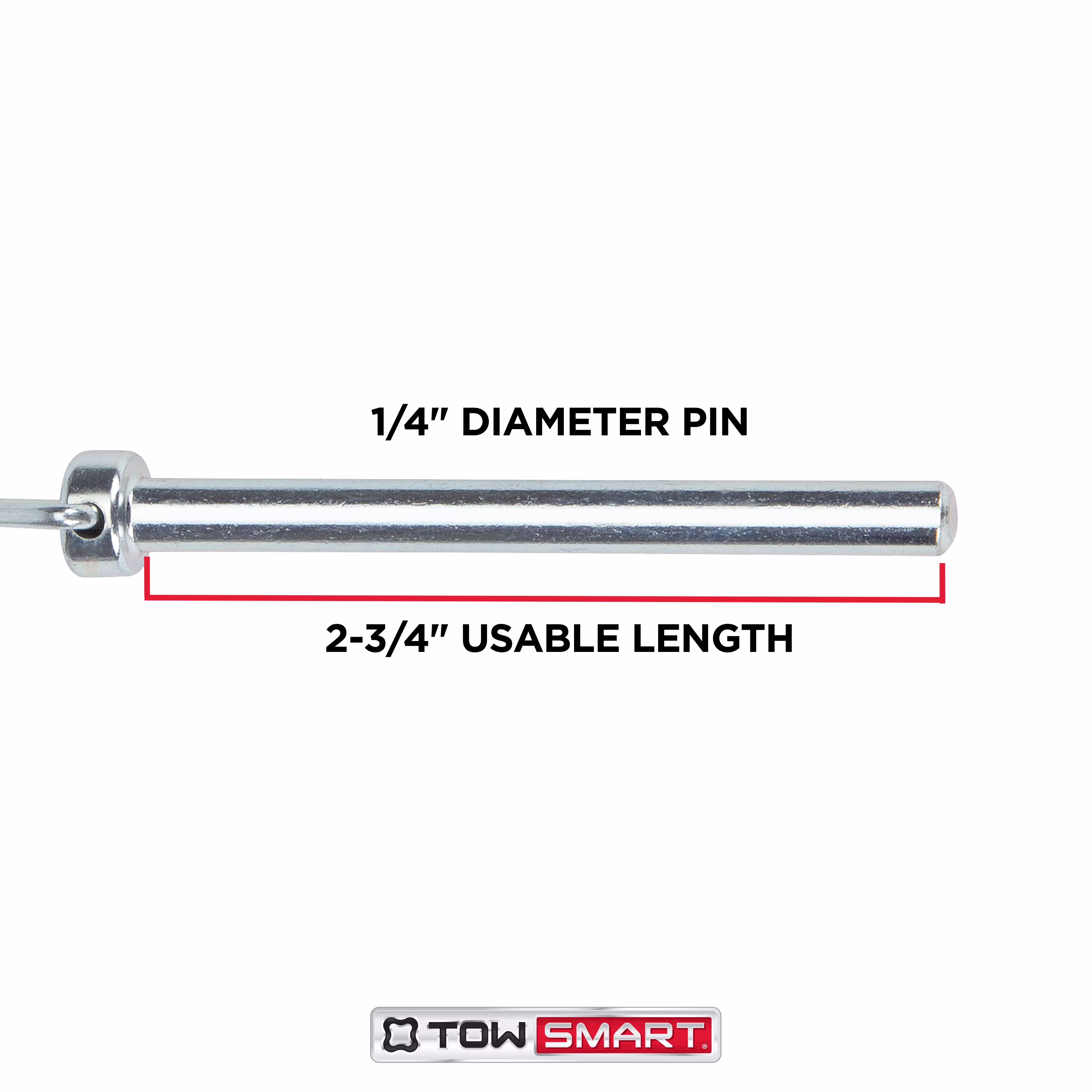 TowSmart Trailer Coupler Safety Pin, Quick Latch, 1/4in Pin, 2-3/4in Span, Zinc Plated Steel, 7366