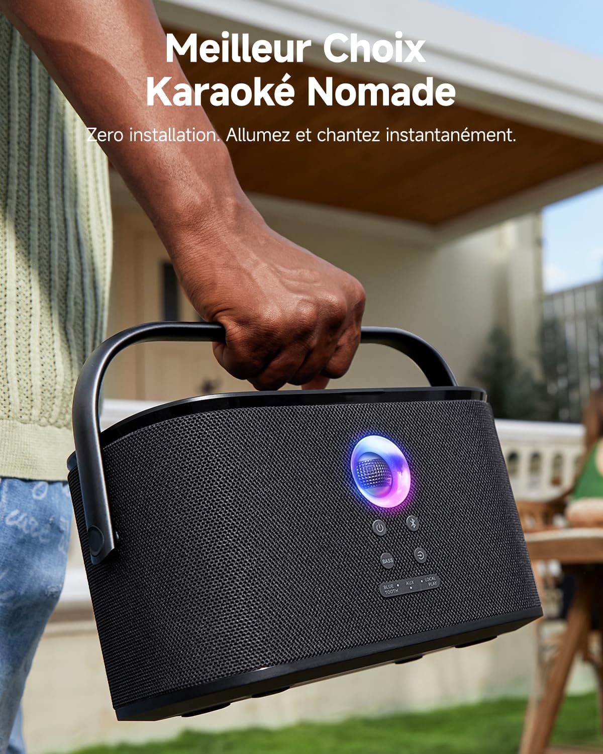 Enceinte karaoké adulte écran 2 micros sans fil 140W WiFi HDMI TV abonnement inclus