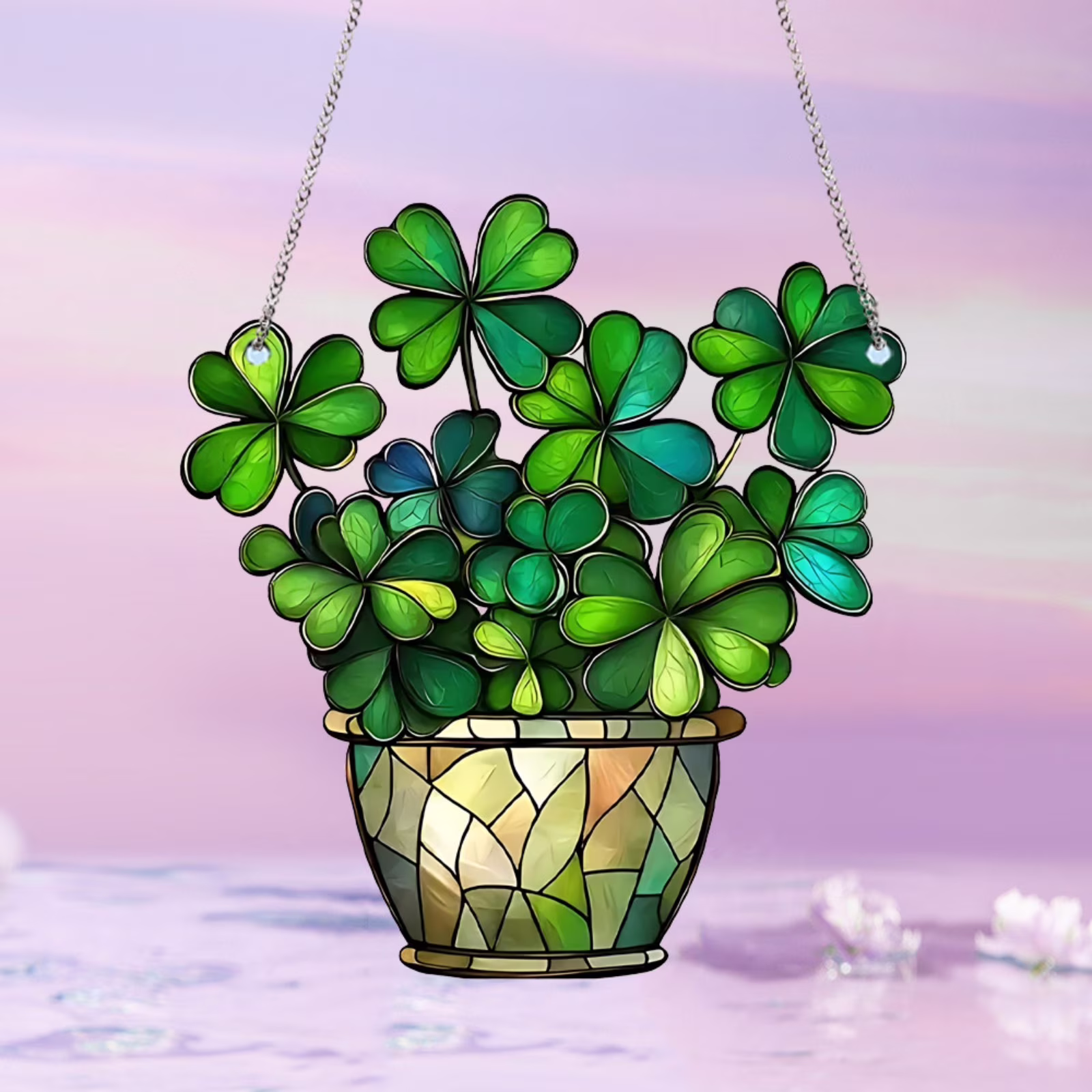 Kbndieu St Patricks Day Shamrocks Hanging Decorations, Shamrock Acrylic Hanging Ornaments Irish Wreath Decor for Happy St Patrick's Day Irish Party Wall Home Decorations on Clearance