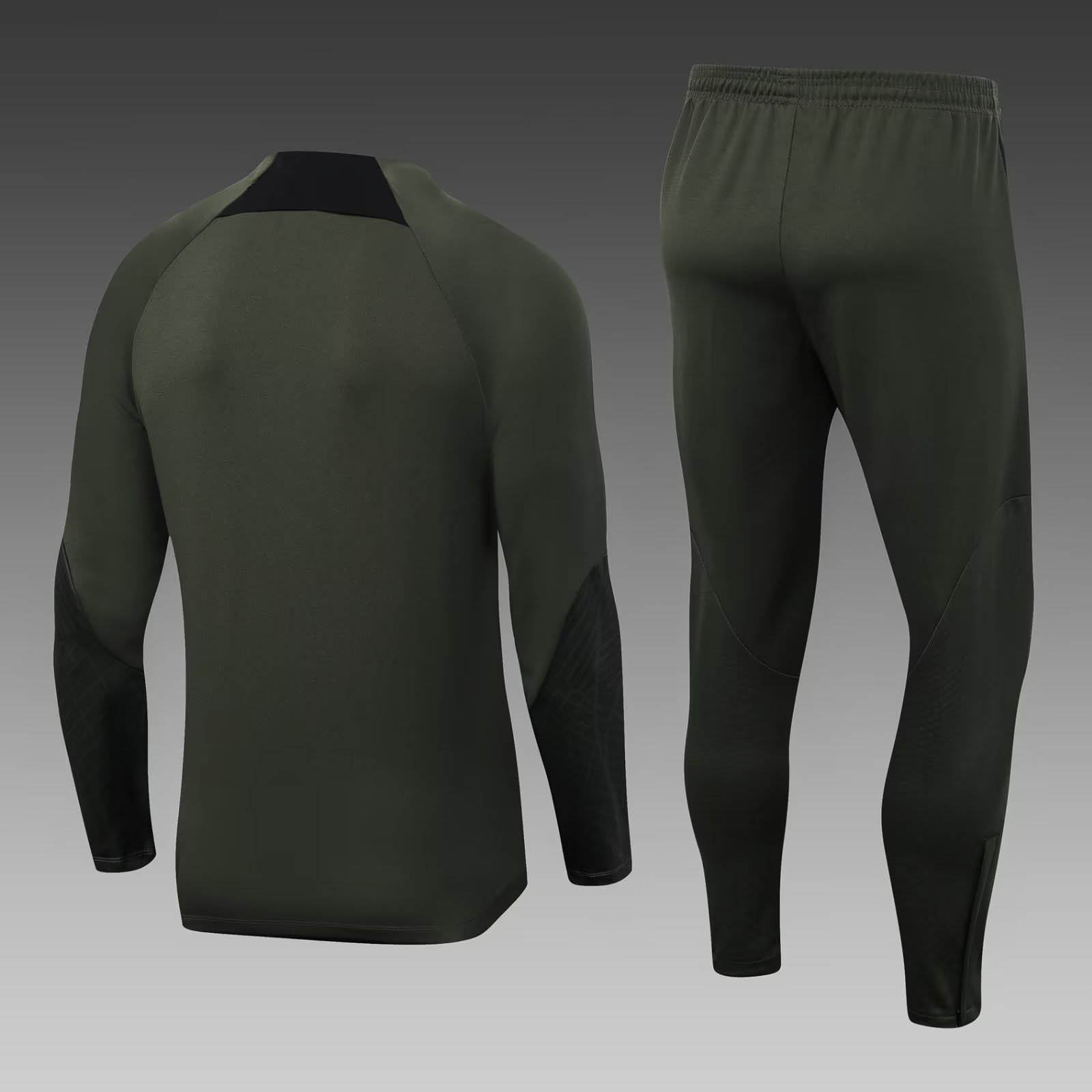 2023/2024 Player Version Barcelona Half Training Uniform Army Green Jersey Set 1:1 Thai Quality