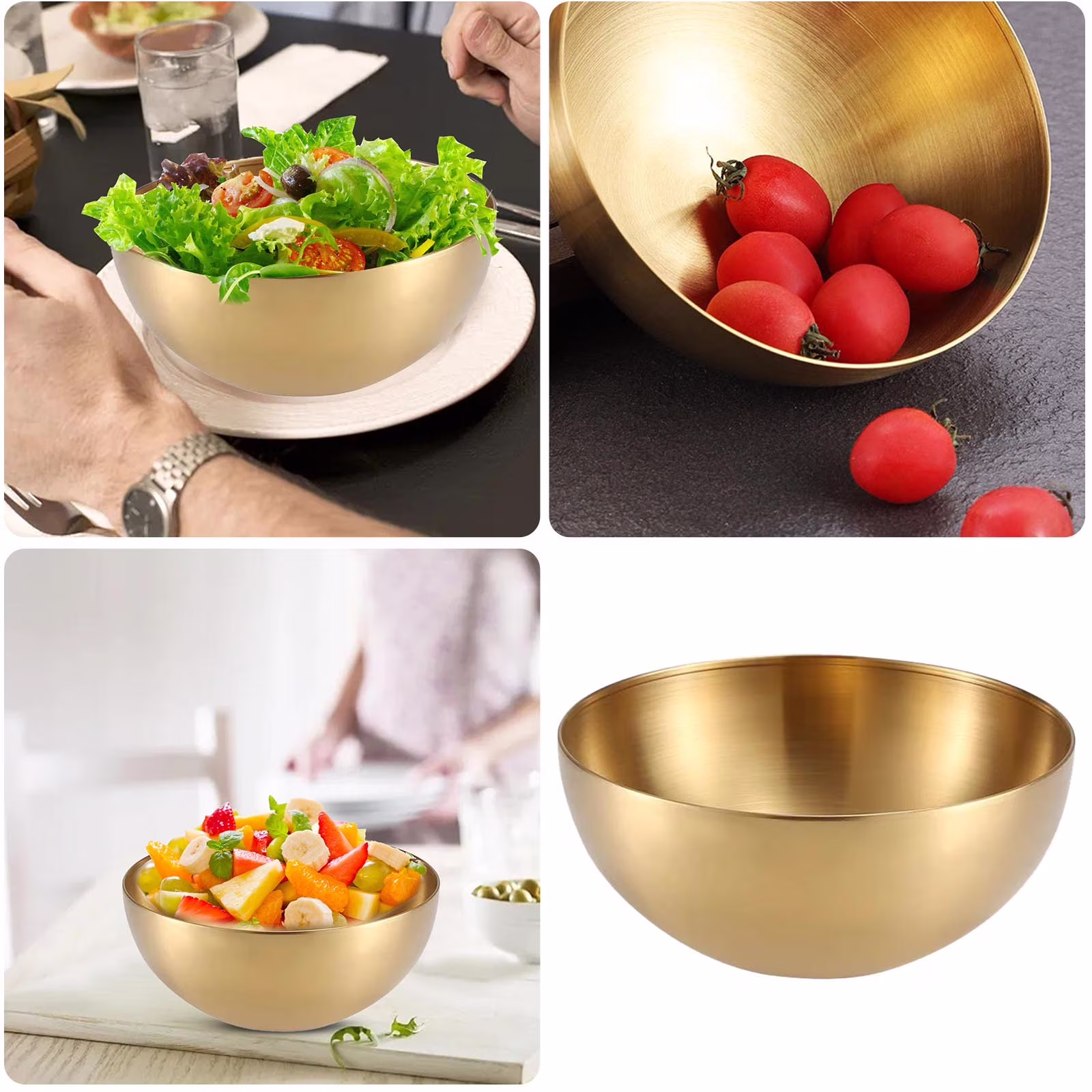 Korean Stainless Steel Round Serving Bowl Multipurpose Dish for Cold Meals and Decorative Use