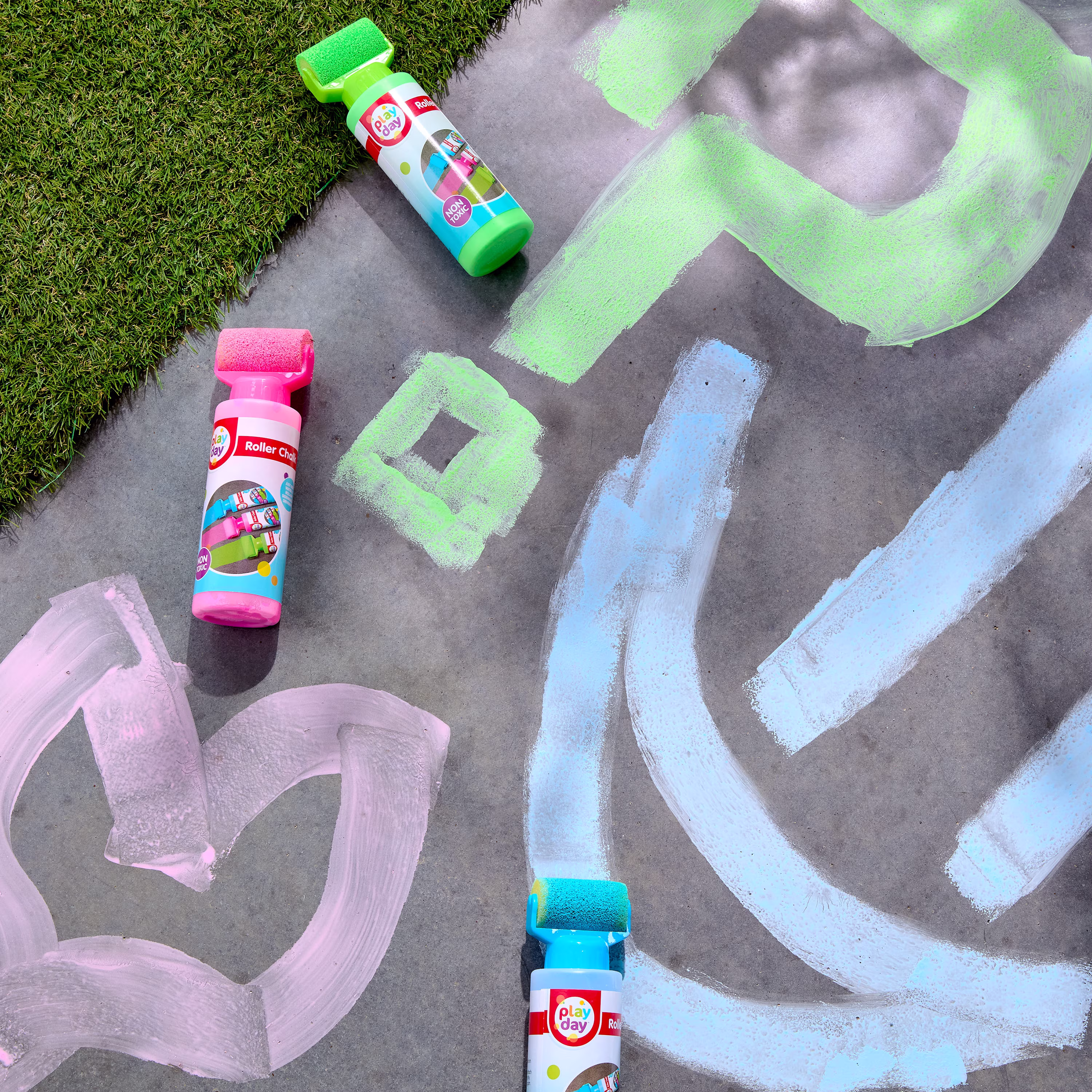 Play Day Roller Chalk Set, 3 Count, Green/Pink/Blue