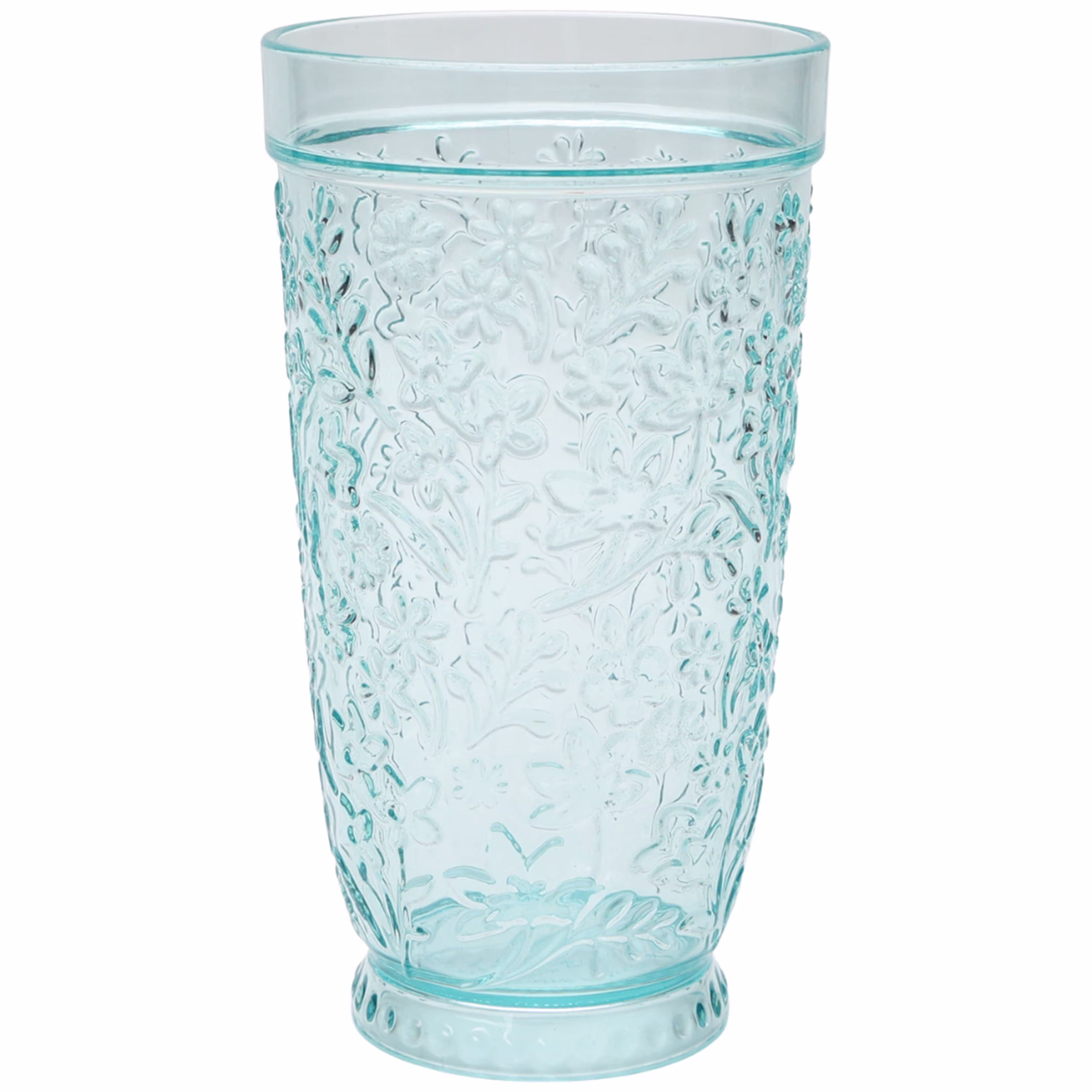 (2 pack) The Pioneer Woman 24-Ounce Tritan Embossed Ditsy Tall Tumbler, Teal