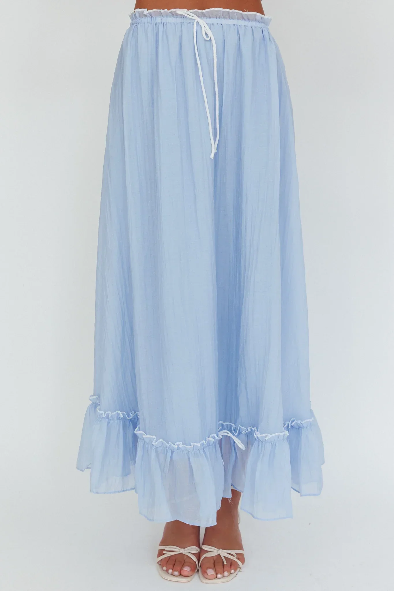 Maidens Tie Detail Overlock Maxi Skirt Cloud Blue