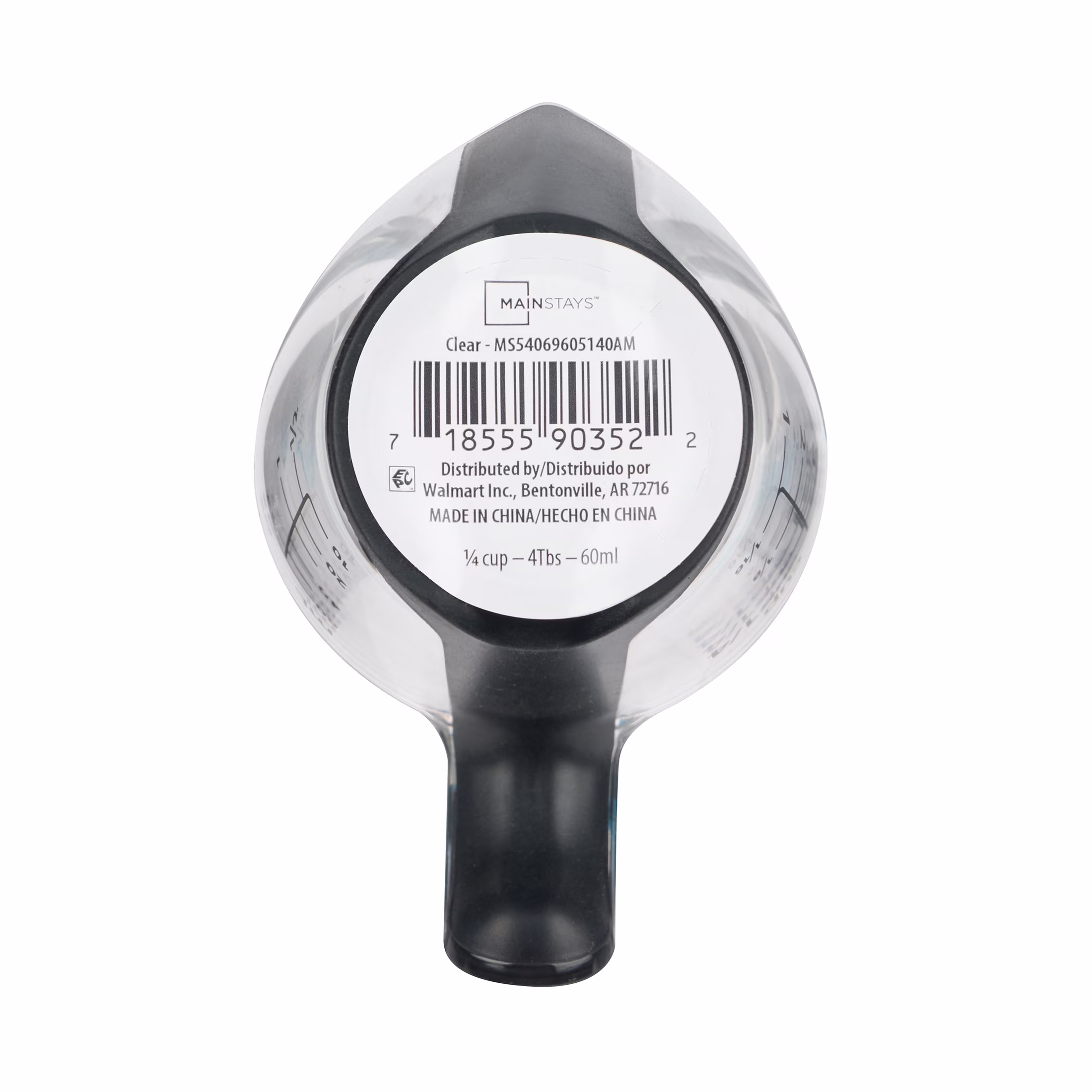 (4 pack) Mainstays 1/4C Plastic Mini Measuring Cup, Black/Transparent