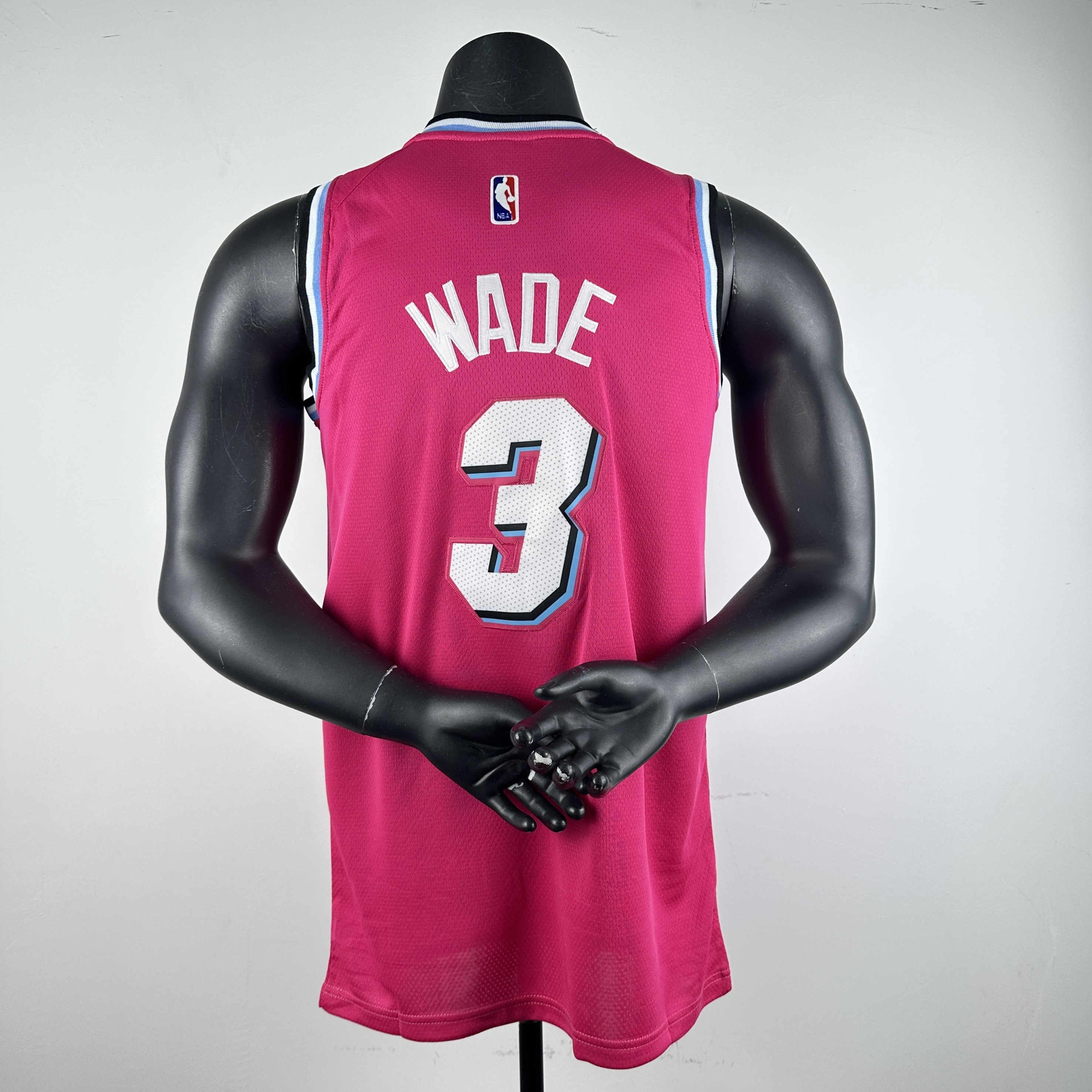 Embroidered Miami Heat Crew Neck Pink #3 Dwyane Wade