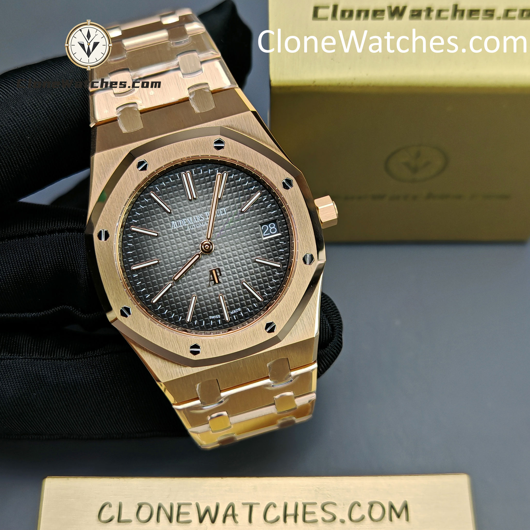 Audemars Piguet Super Clone Watches 1:1 Royal Oak”Jumbo” Extra-Thin “50th Anniversary” 16202 Smoked Grey Dial 39MM