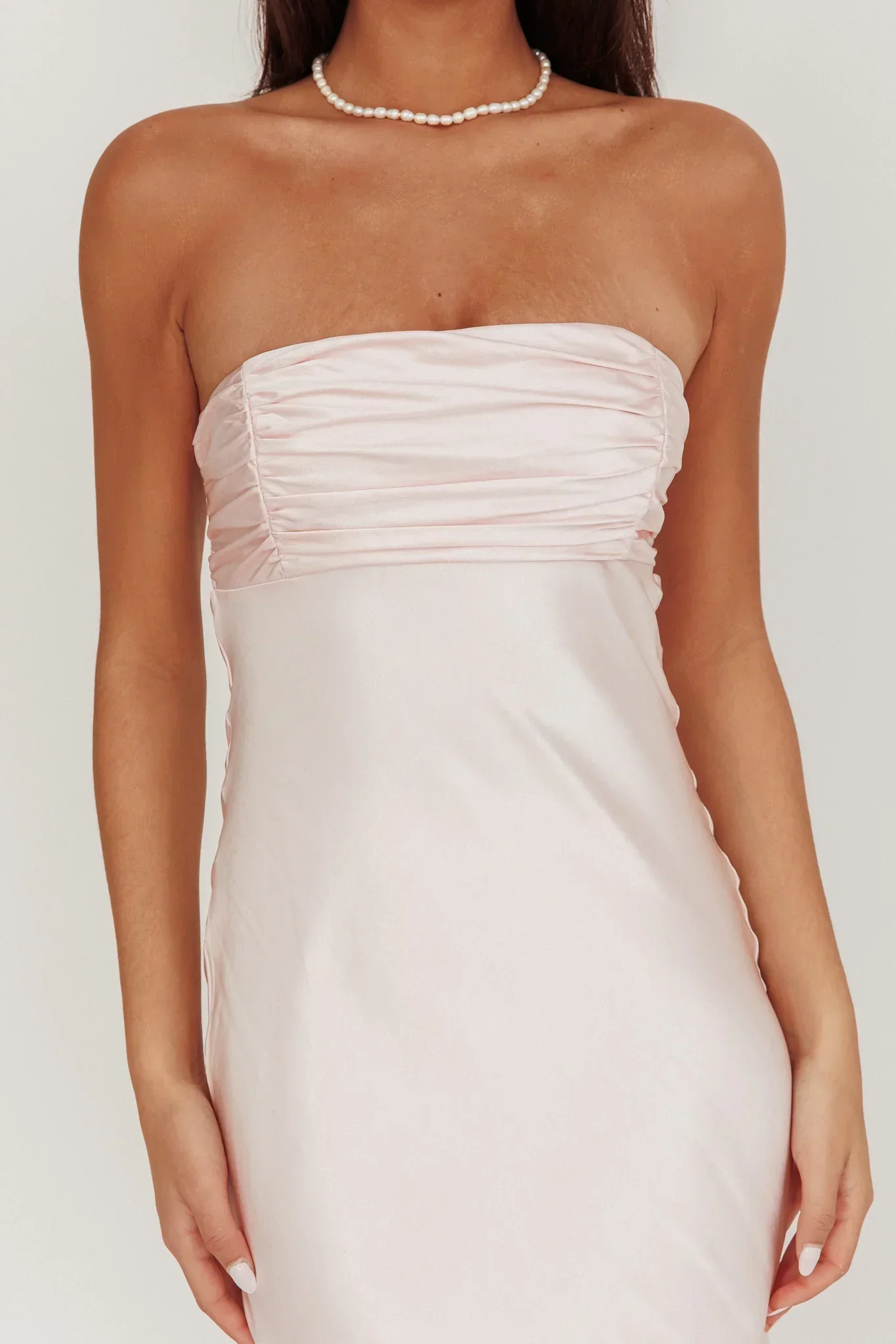 Moon Song Strapless Laced Back Dress Blush