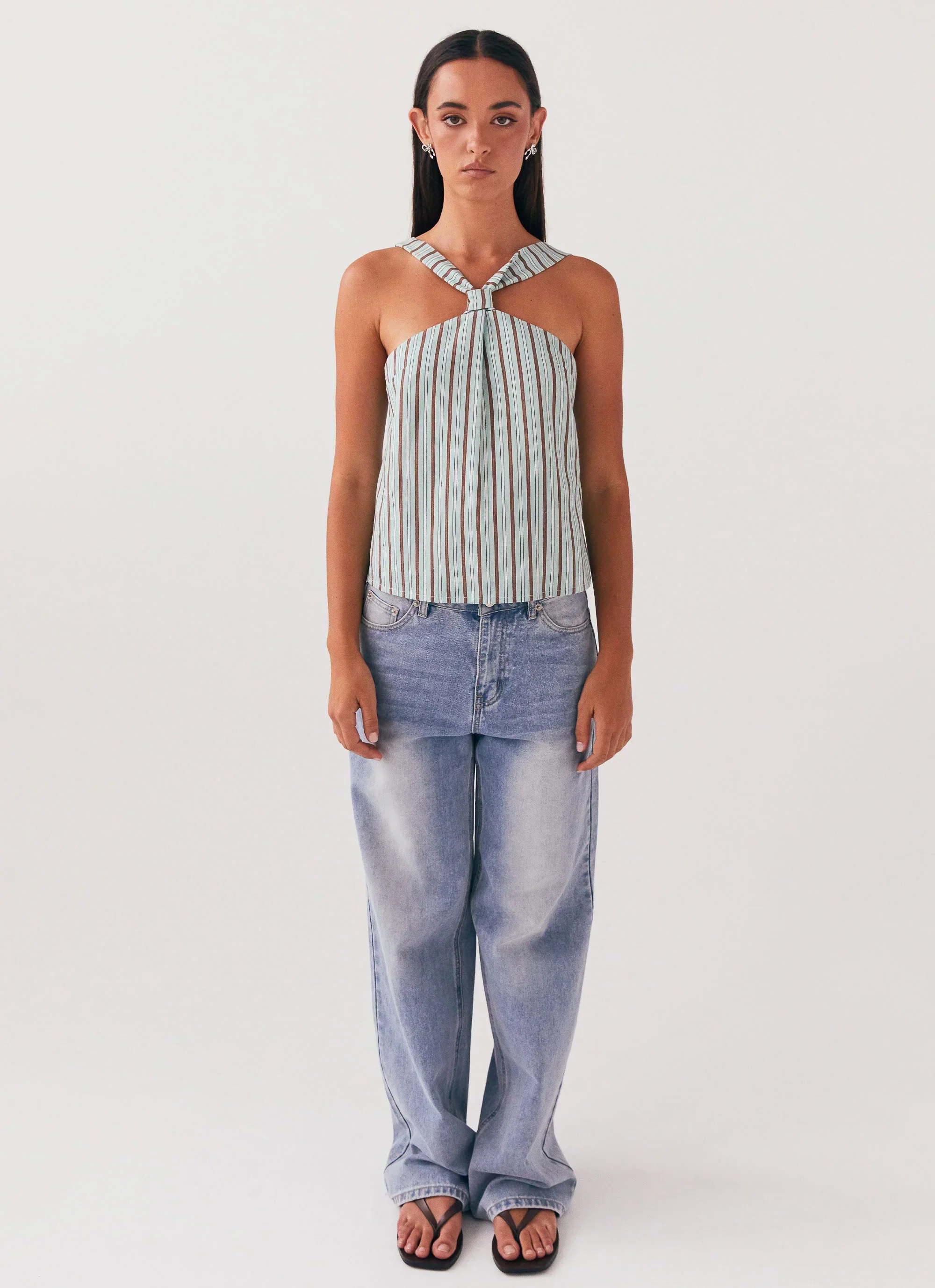 Keira Linen Top - Coastal Stripe