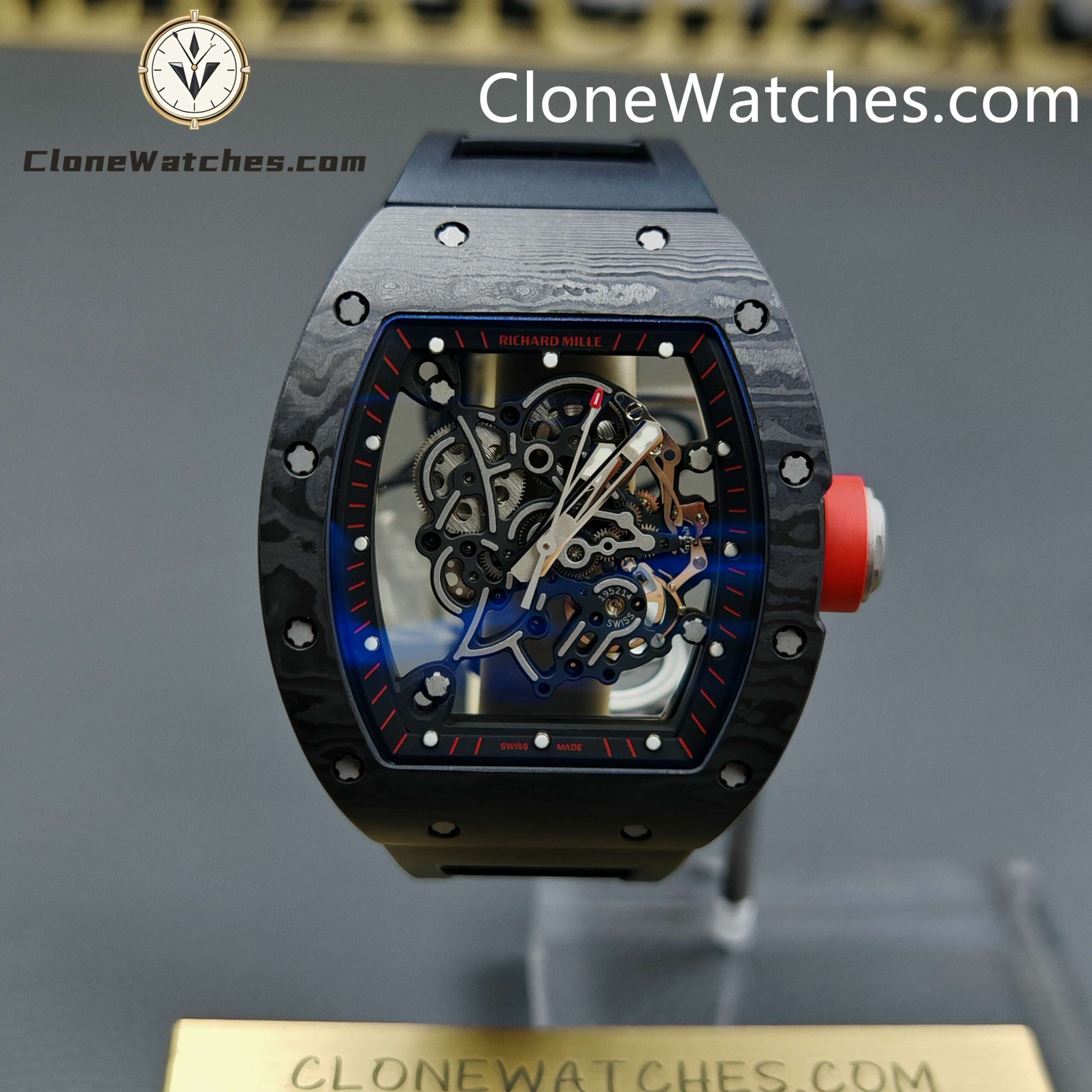 Richard Mille Super Clone Watches 1:1 RM 055 NTPT Tourbillon Black Strap