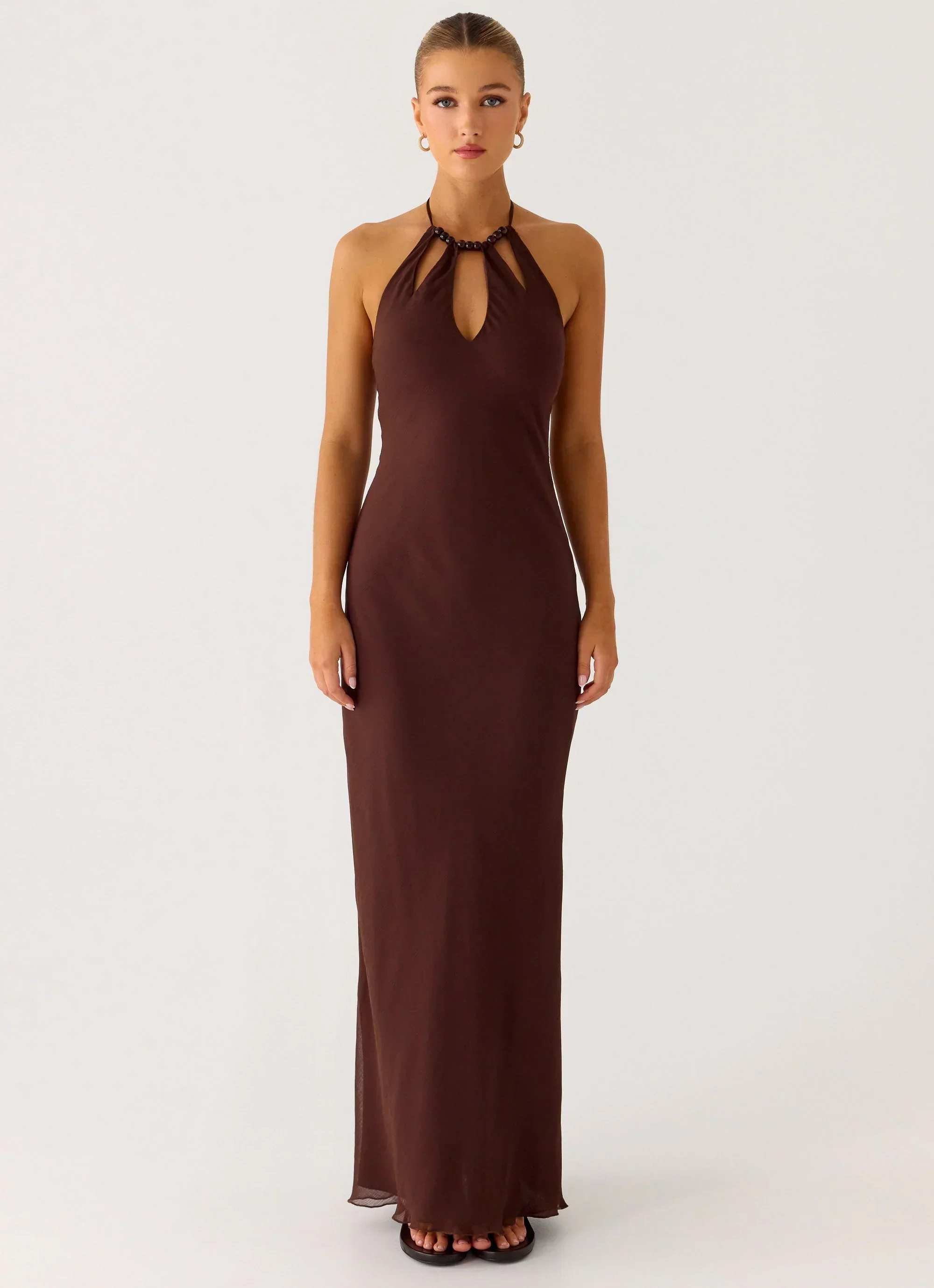 Harlyn Halter Maxi Dress - Chocolate