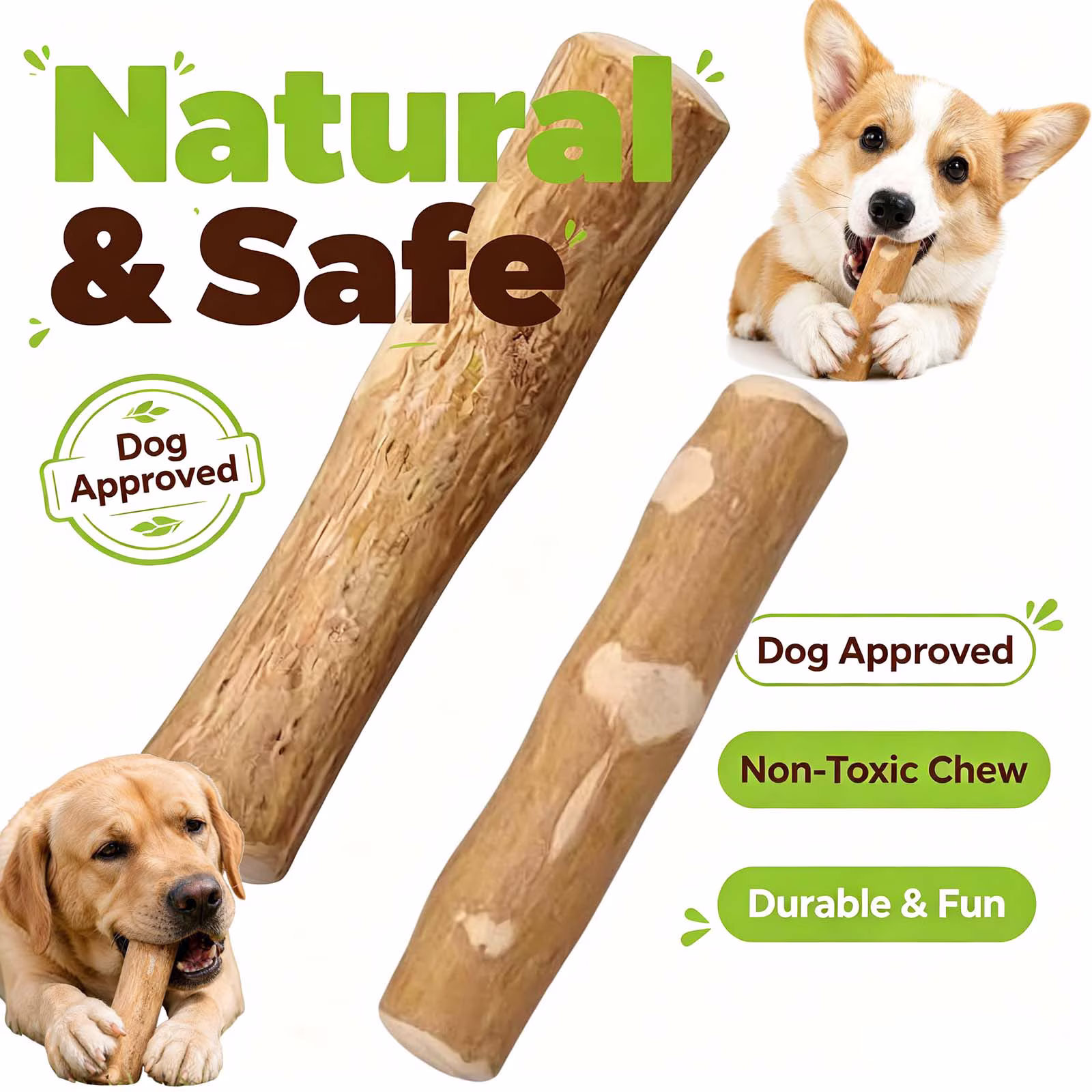 Coffee Wood Dog Chew Stick, Natural Dog Chew Toy for Aggressive Chewers,Small