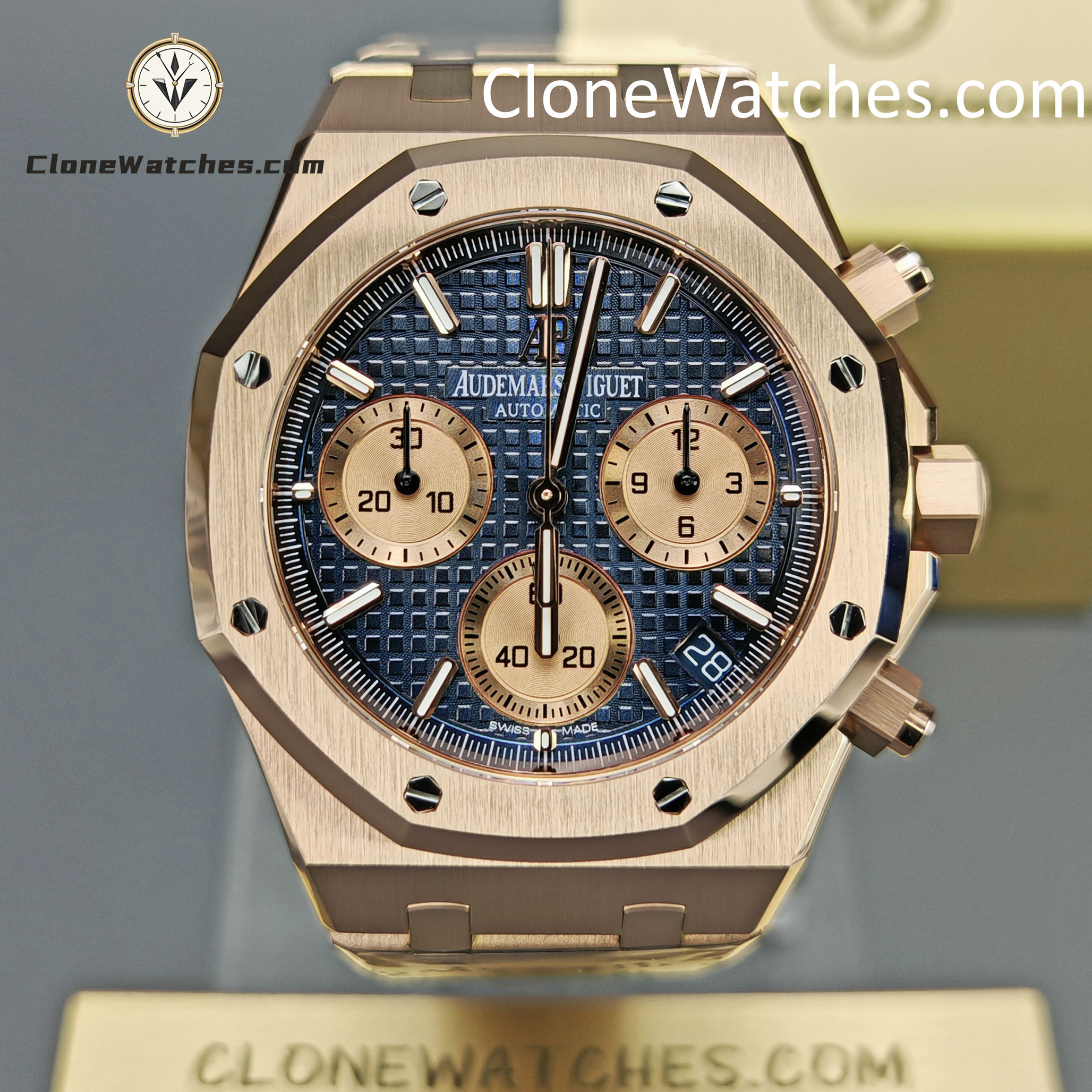 Audemars Piguet Super Clone Watches 1:1 Royal Oak Rose Gold 26239 Blue Dial
