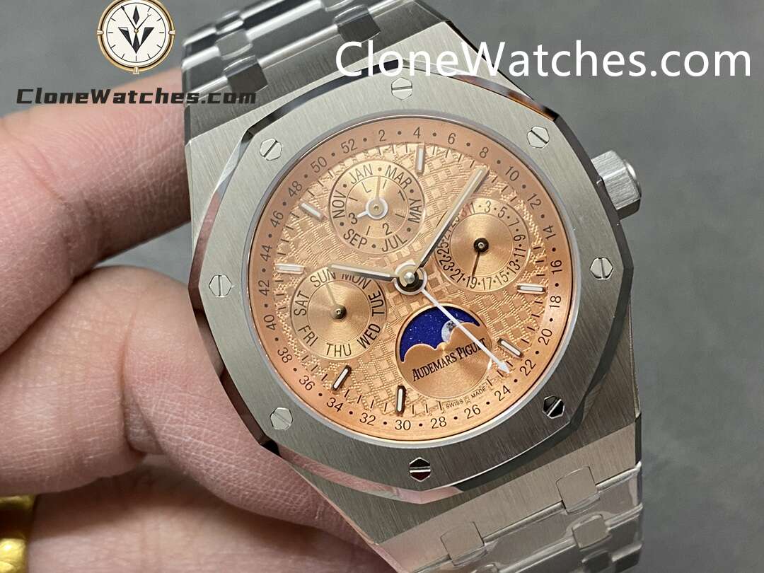 Audemars Piguet Super Clone Watches 1:1 Royal Oak Perpetual Calendar Salmon Dial 26615TI 41MM