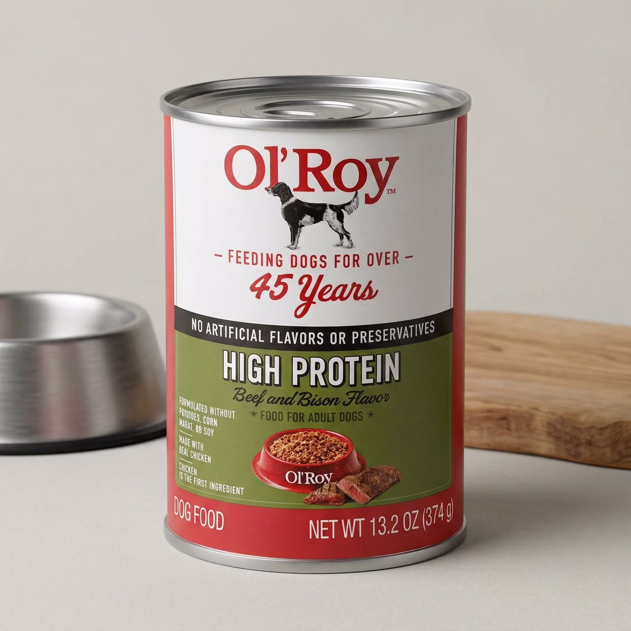 Ol' Roy High Protein Beef and Bison Flavor Wet Dog Food, 13.2 oz Can