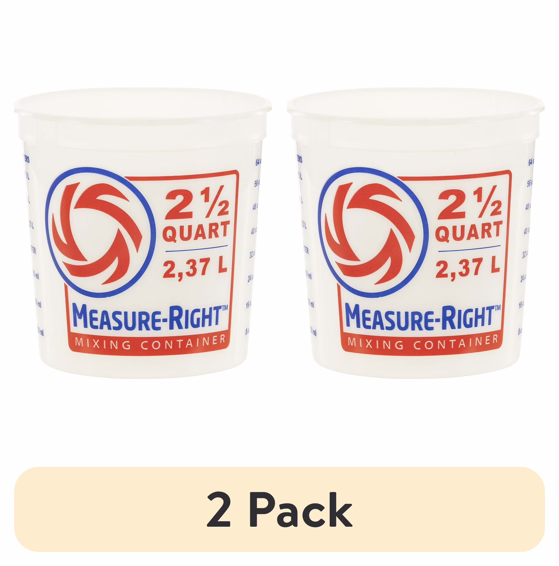 United Solutions 2.5 Quart Round Measure Right Plastic Mixing Container, Clear, 1 Each