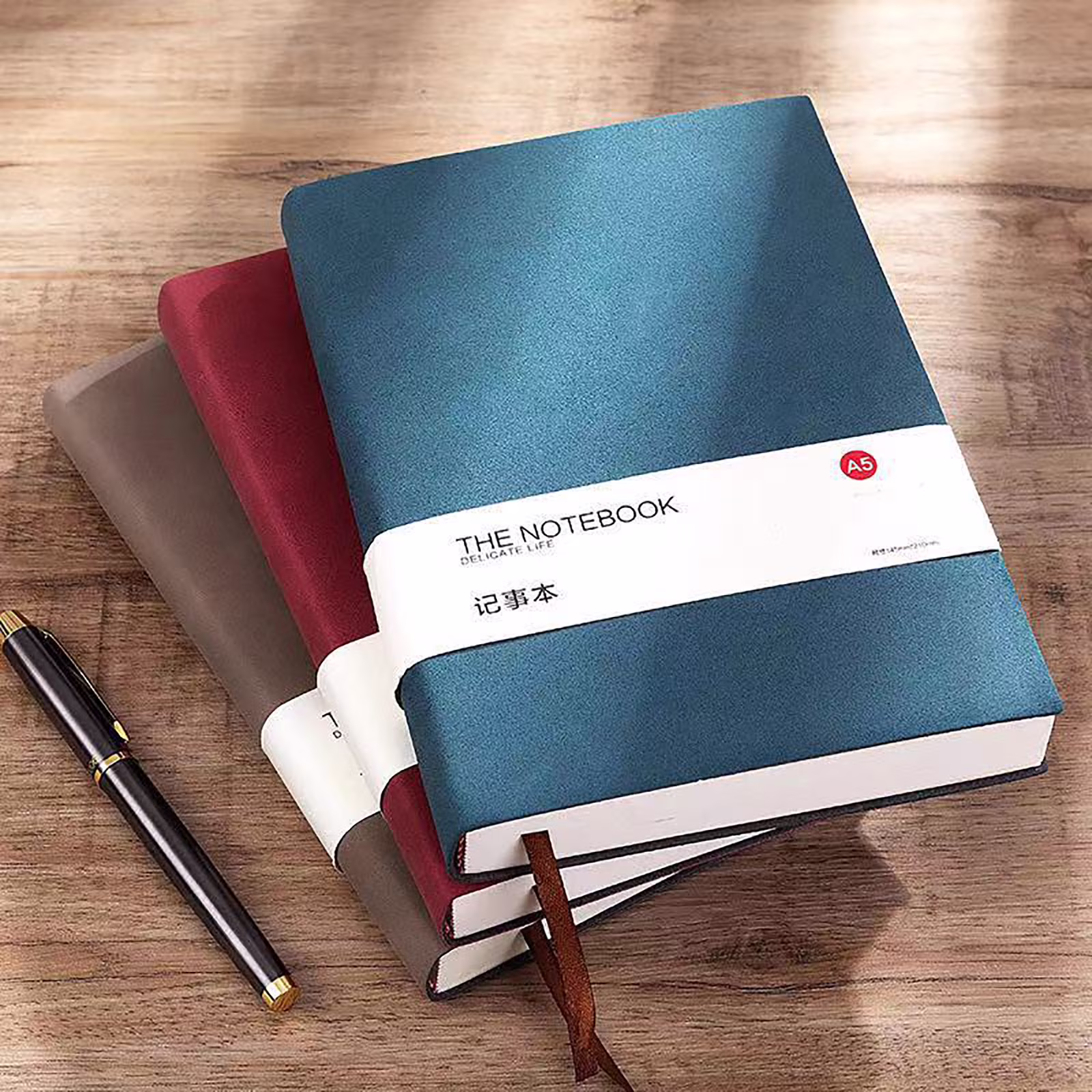 HandyHome A5 Sheepkin Notebook Frosted Softcover, Paperage Lined Business Notebook Ideal for College Students Work Meeting, Customized Logo, 130 sheets/260 pages, 80g Thickened Dolin Paper, Wine red