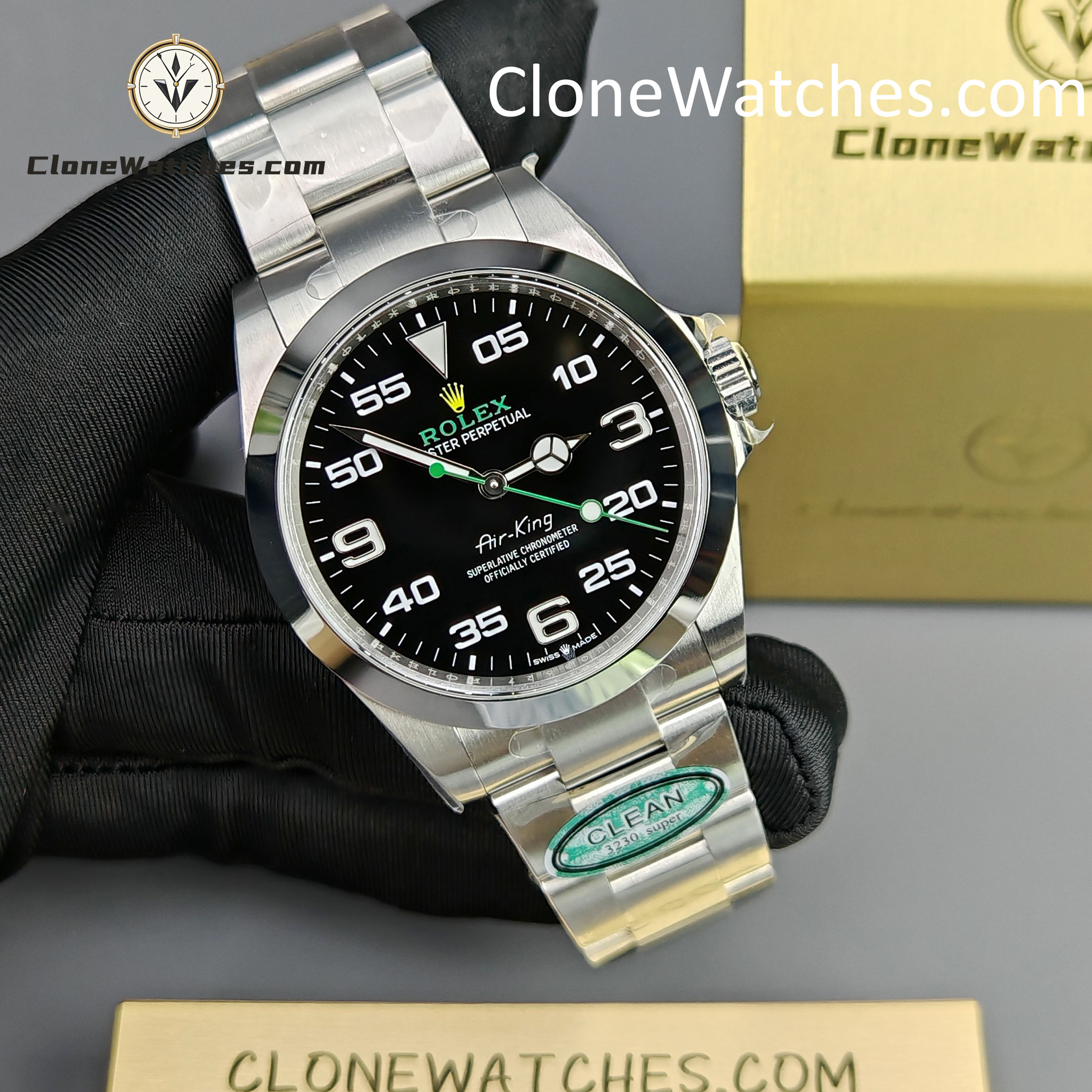 Rolex Super Clone Watches 1:1 Air king Black Dial M126900-0001 3230 Movement