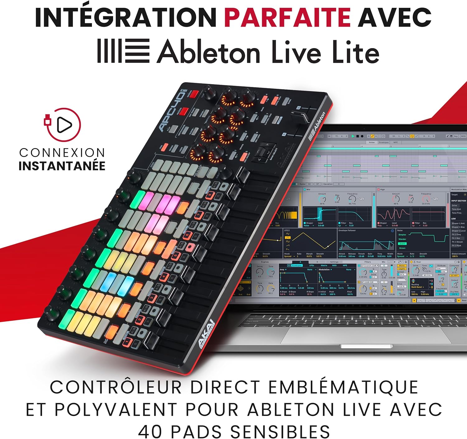 Contrôleur MIDI APC40 MKII USB matrice 5x8 molettes faders logiciels inclus