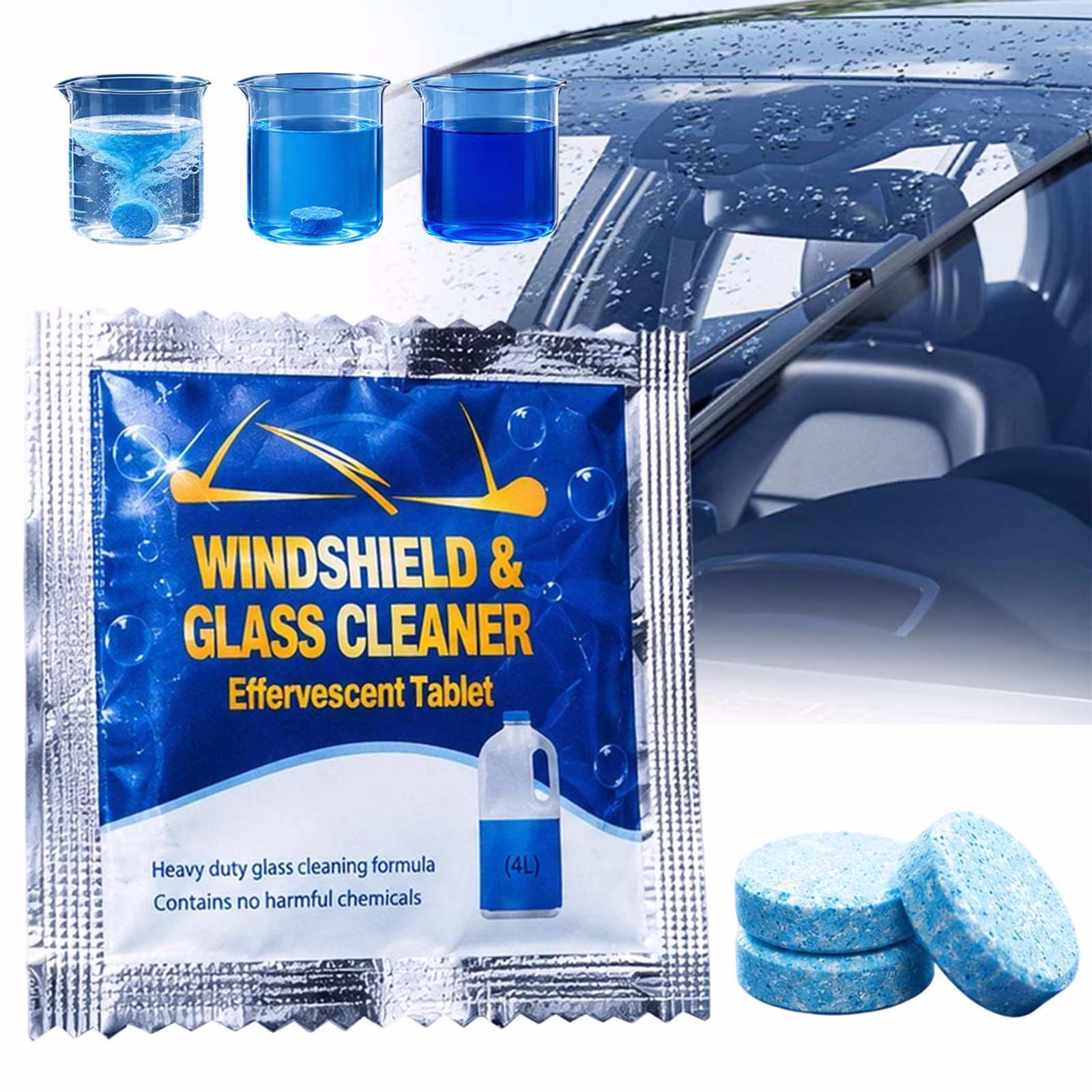 Car Windshield Washer Tablets - Washer Fluid Tablets Glass Cleaner Concentrate Car Windshield Wiper Fluid Car Windshield Cleaner Automotive Glass Cleaner