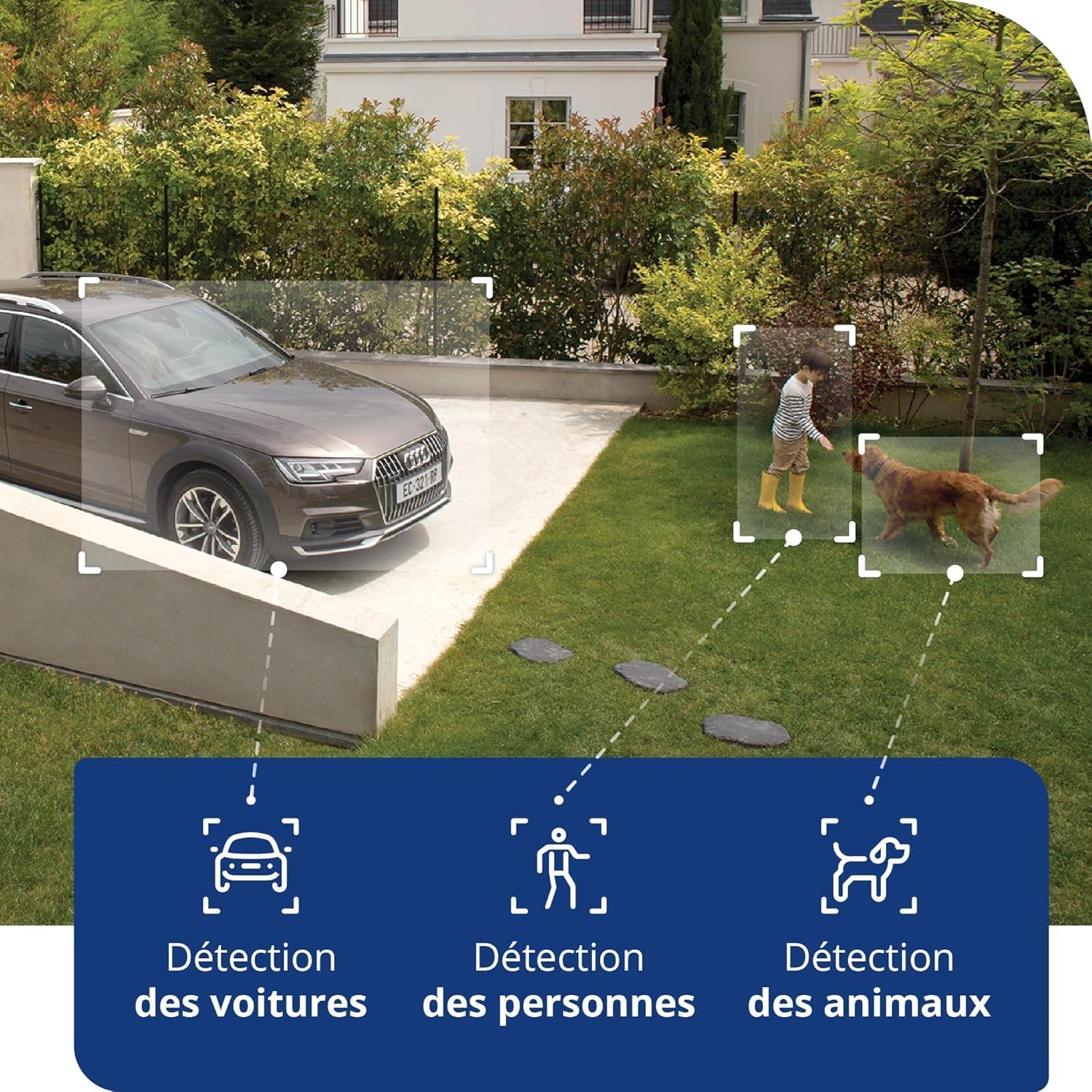 Pack 2 caméras extérieures éclairage intégré détection personnes 1920p WiFi aluminium noir NBU-2-NOC-AMZ