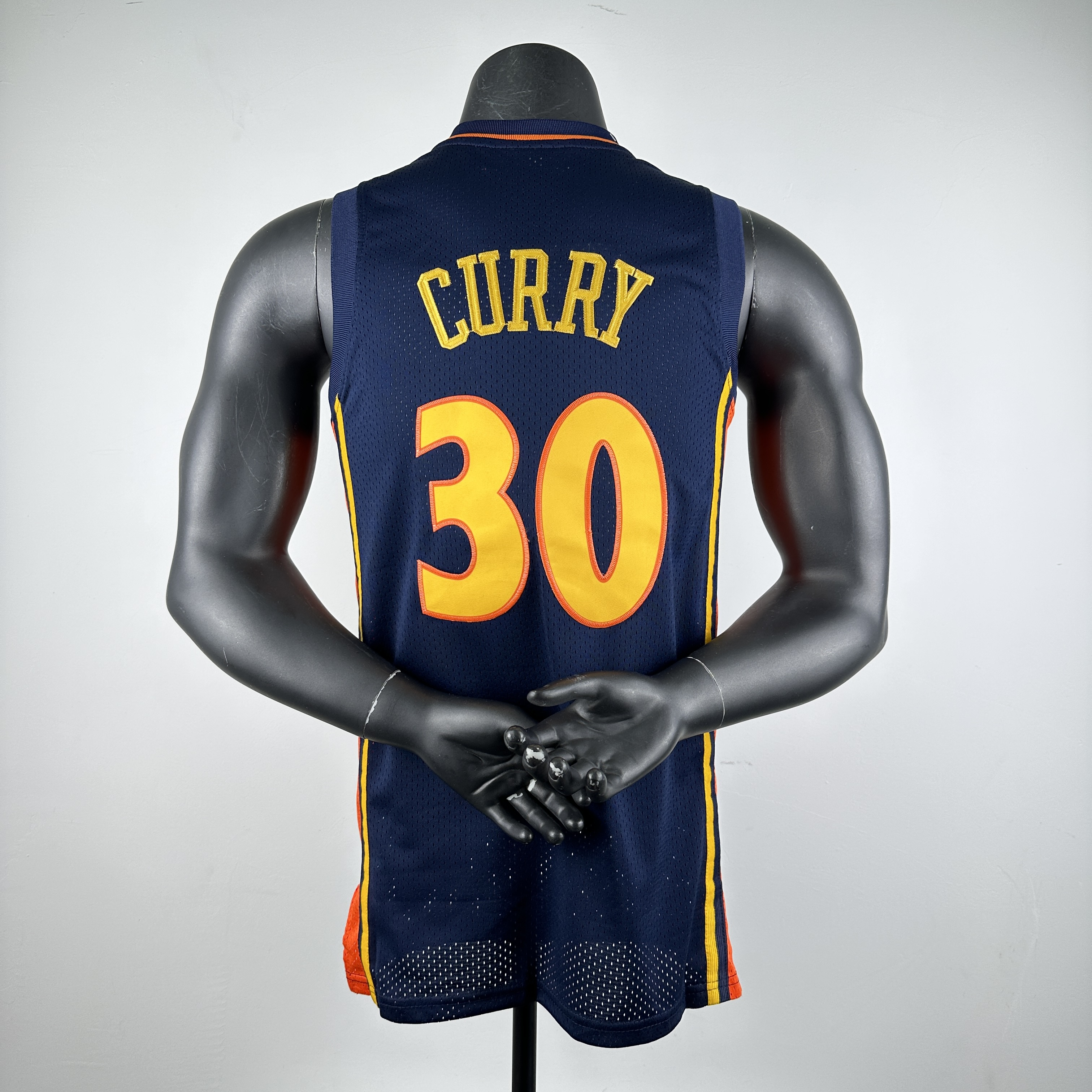 Embroidered MN Retro Jersey Warriors 09/10 Season Navy Blue No. 30 Curry