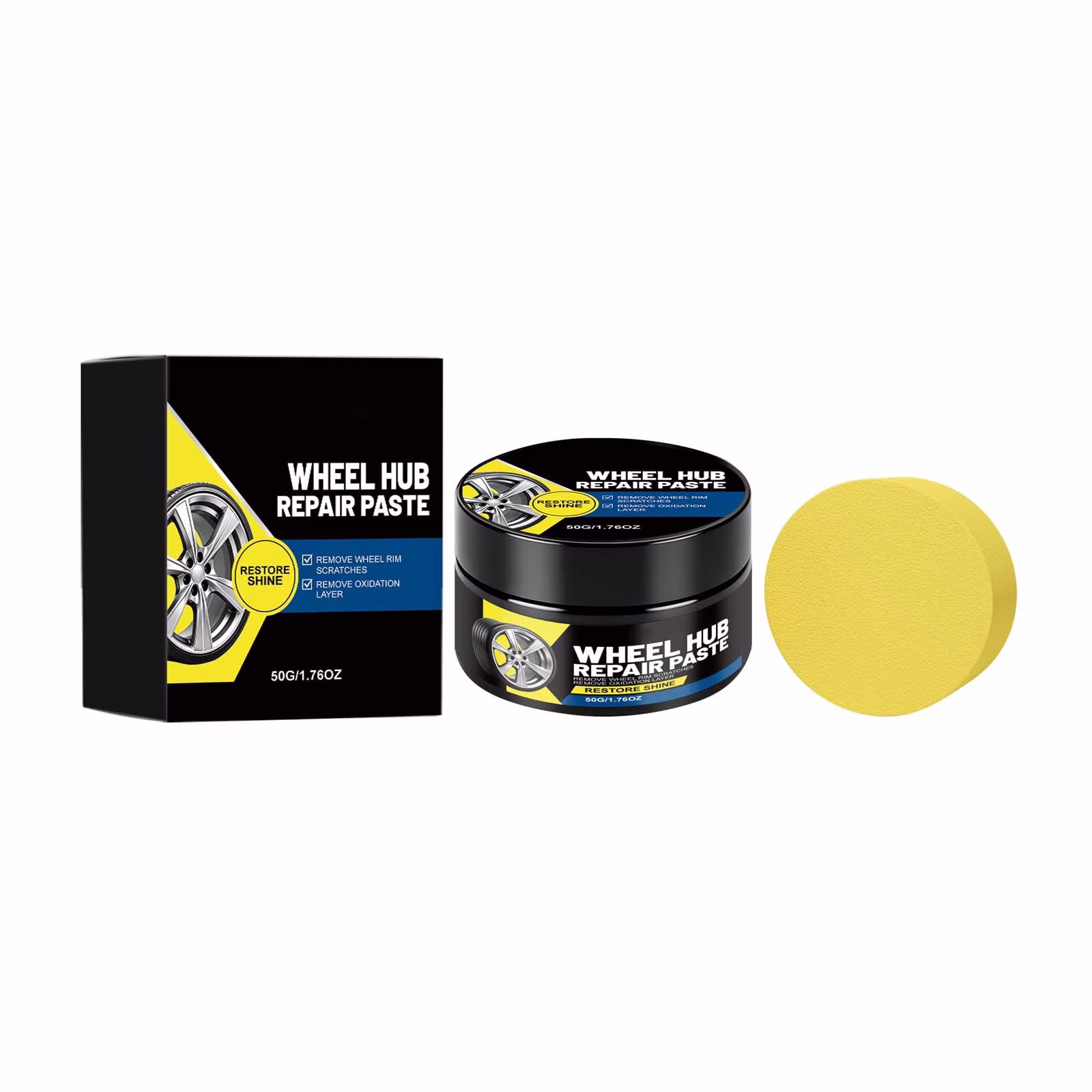 Car Wheel Scratch Repair Paste, Wheel Hub Polish Paste, Alloy Wheel - Removes Scratches & Restores for Alloy Wheels, Tire Rims 1.76OZ