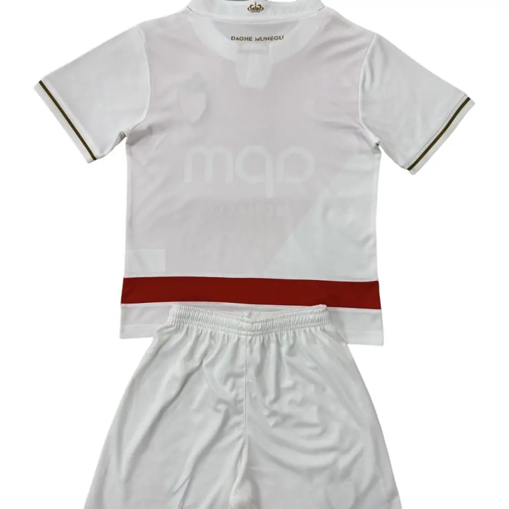 2025-26 AS Monaco Home Kit - Short Sleeve Children's suit Fans Edition