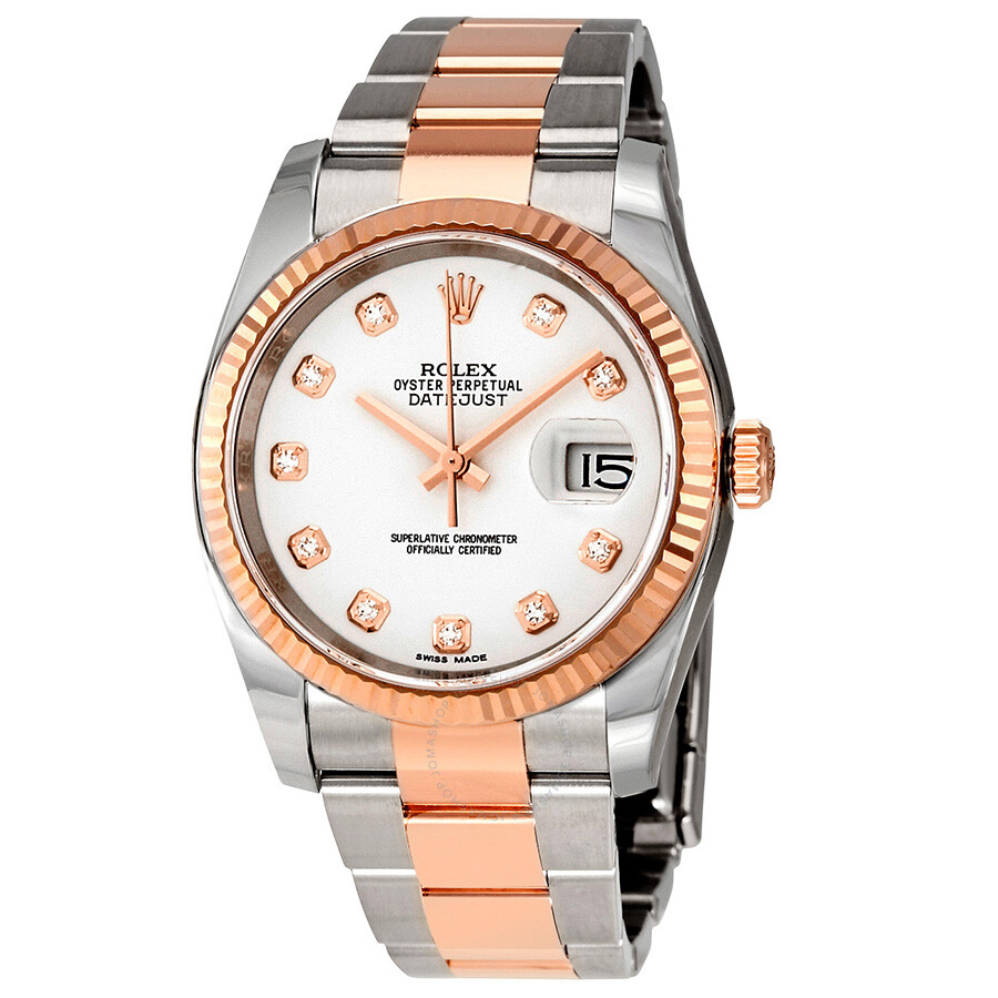Rolex Oyster Perpetual Datejust 36 White Dial Stainless Steel and 18K Everose Gold Bracelet Automatic Men s Watch 116231WDO（Lifetime free warranty+90-days replacement service & Refund!.）